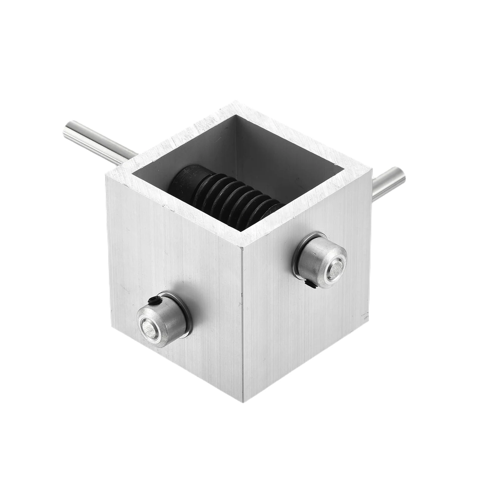 QUARKZMAN Getriebe 90 Grad Rechtwinkliges Schneckengetriebe 1:20 Untersetzungsgetriebe 1 Modul 20 Zähne Schneckenrad Aluminiumrahmen Einfaches DIY Modul Mit 6mm Welle 100x100x50mm(LxBxH)