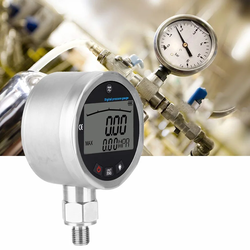 HG-806XB 3,15 0-5800 PSI Digitales Hydraulikmanometer G1/4 NPT-Anschluss Druckmanometer mit LCD-Display, 400BAR 0-40Mpa Digitales Manometer