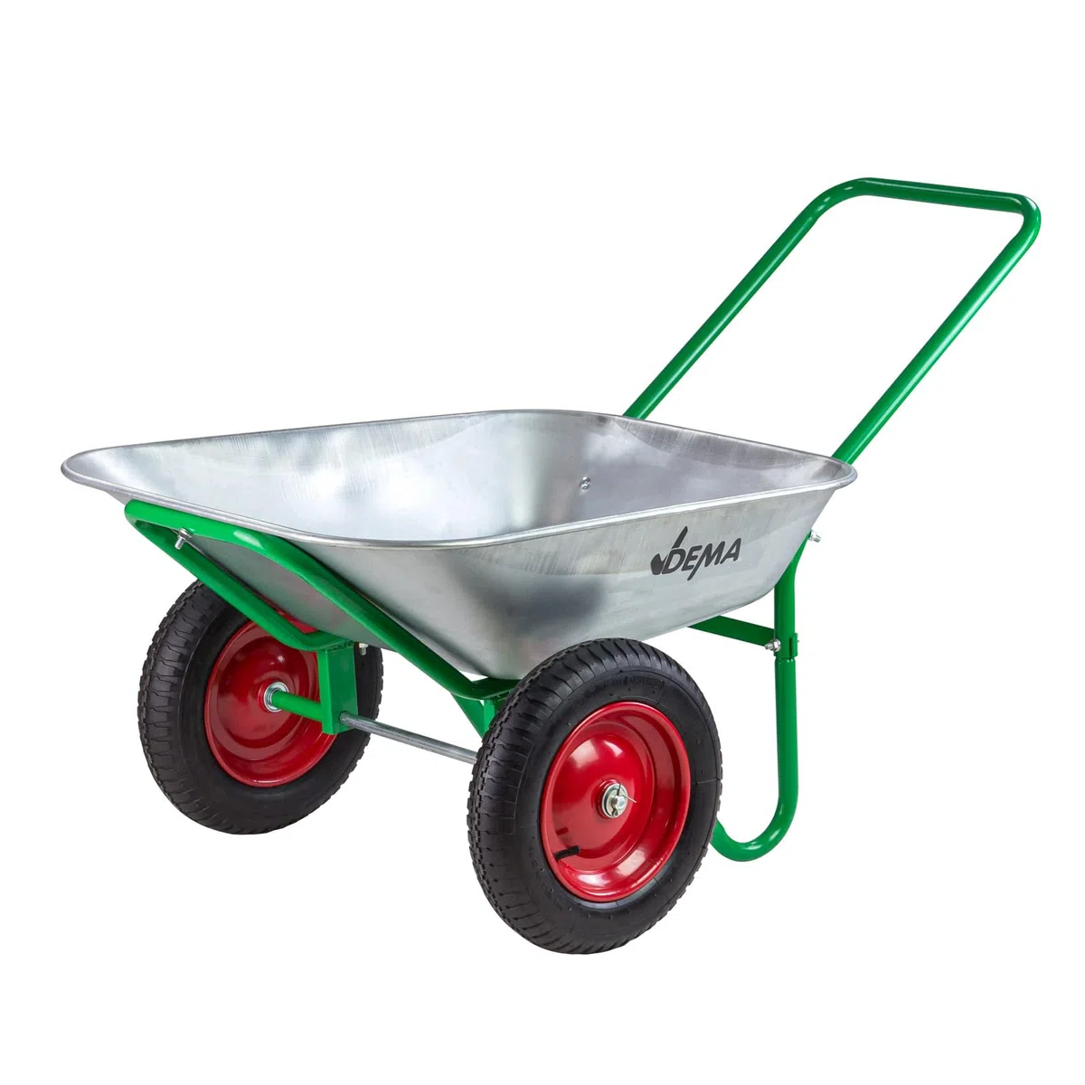 DEMA Stahl Schubkarre Duo – 2-Rad Gartenschubkarre, Robuste Schubkarre für Gartenarbeit, Transport und Baustellen