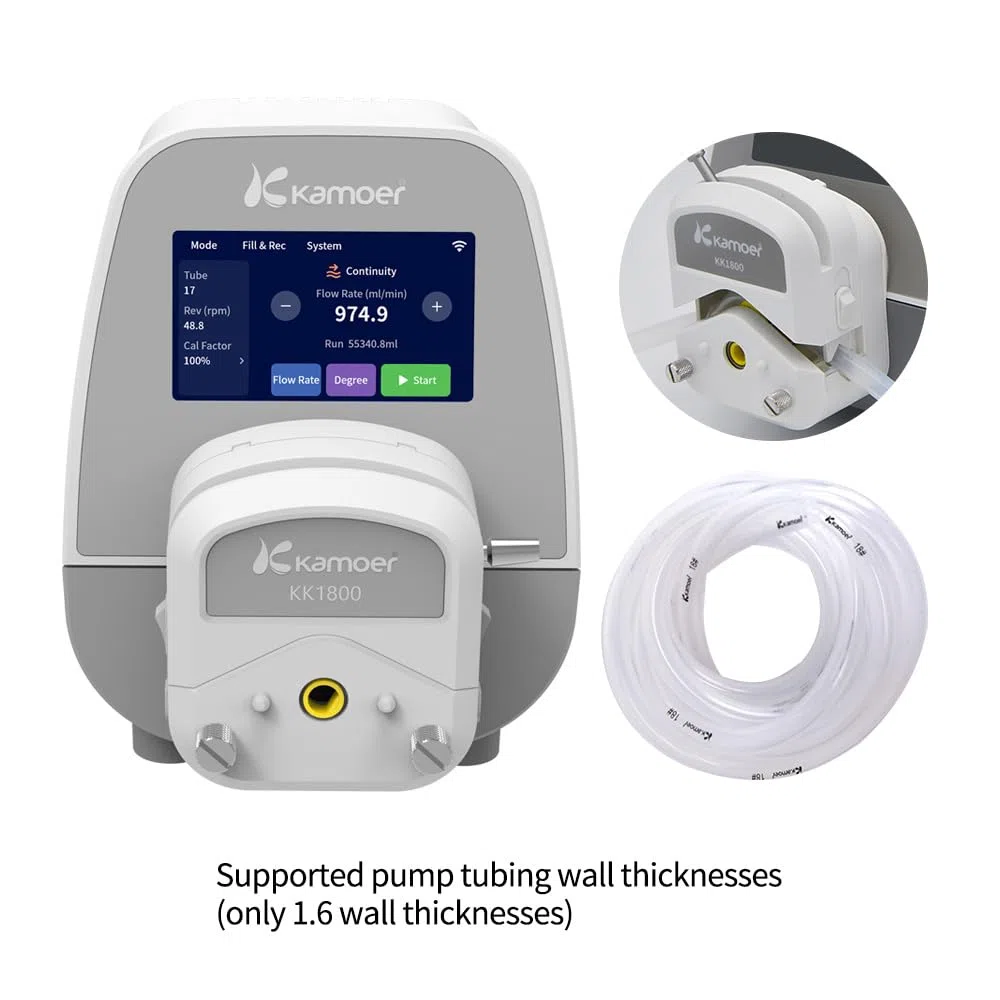 Kamoer UIP WIFI E erschwingliche intelligente Peristaltikpumpe mit hohem Durchfluss, Schrittmotor, 100 V–240 VAC, einstellbare Dosierpumpe, 0,5–1500 ml/min, Touchscreen-Steuerung
