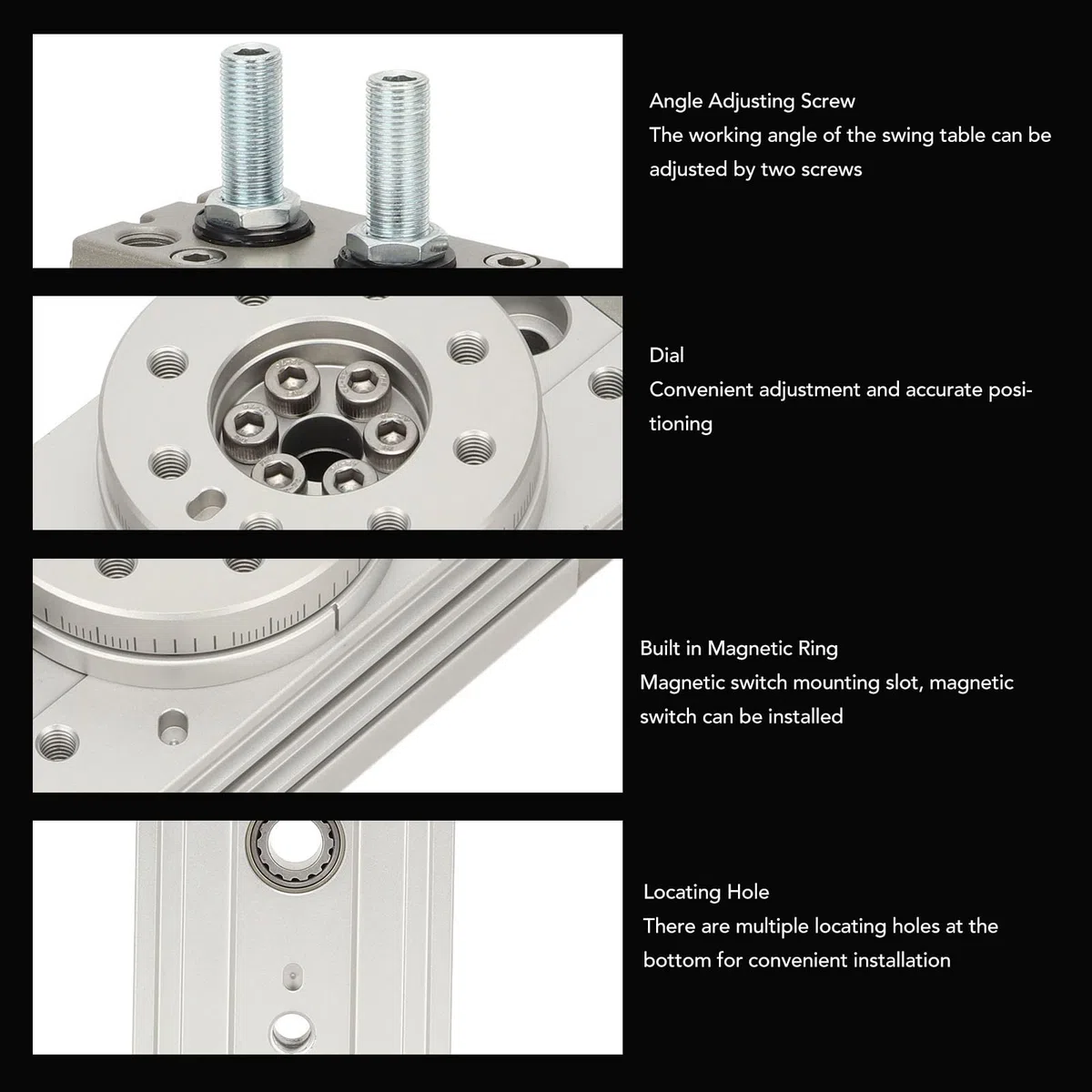 Rotations-Pneumatikzylinder, 0-190 Grad Verstellbare Aluminiumlegierung, Hochfeste, Wasserdichte Rotationszylinder-Pneumatikzylinder für die Industrie, Eingebauter Magnetring (MSQB-30A)