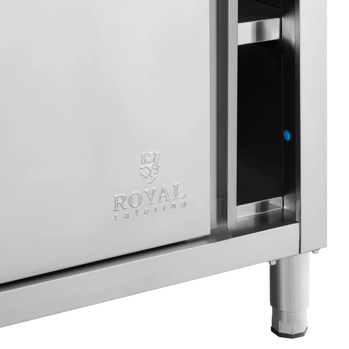 Royal Catering Arbeitstisch Edelstahltisch mit Unterschrank 180 x 60 cm mit Aufkantung bis 500 kg höhenverstellbare Füße Edelstahl-Tisch Arbeitsschrank Edelstahl Gastro-Edelstahlschrank
