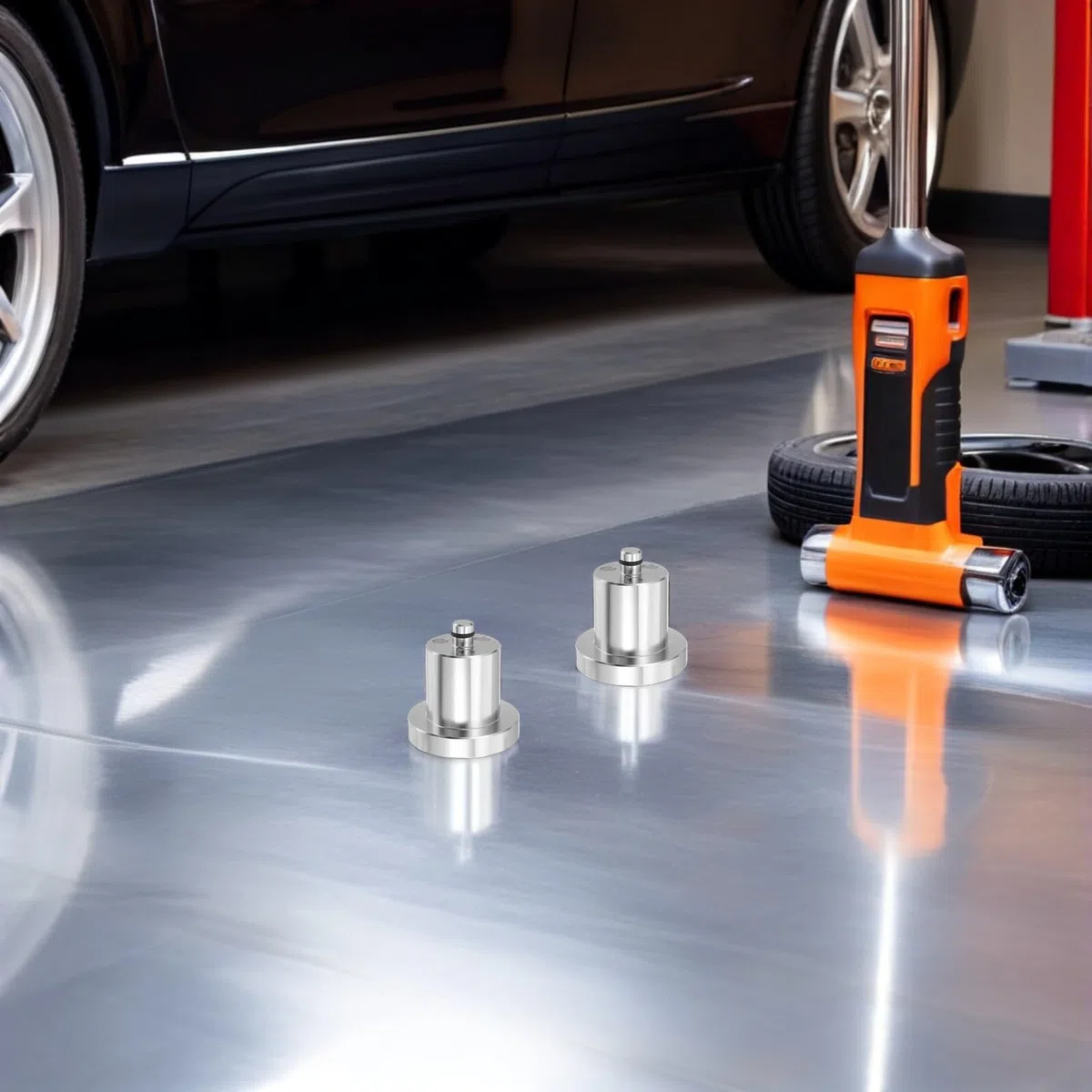 4 Stück Aluminium Wagenheberadapter Hebebühnenauflage mit Stoßdämpfung Rutschfest für Pkw und Garagenwagenheber Bodenschutz bei Fahrzeugwartung