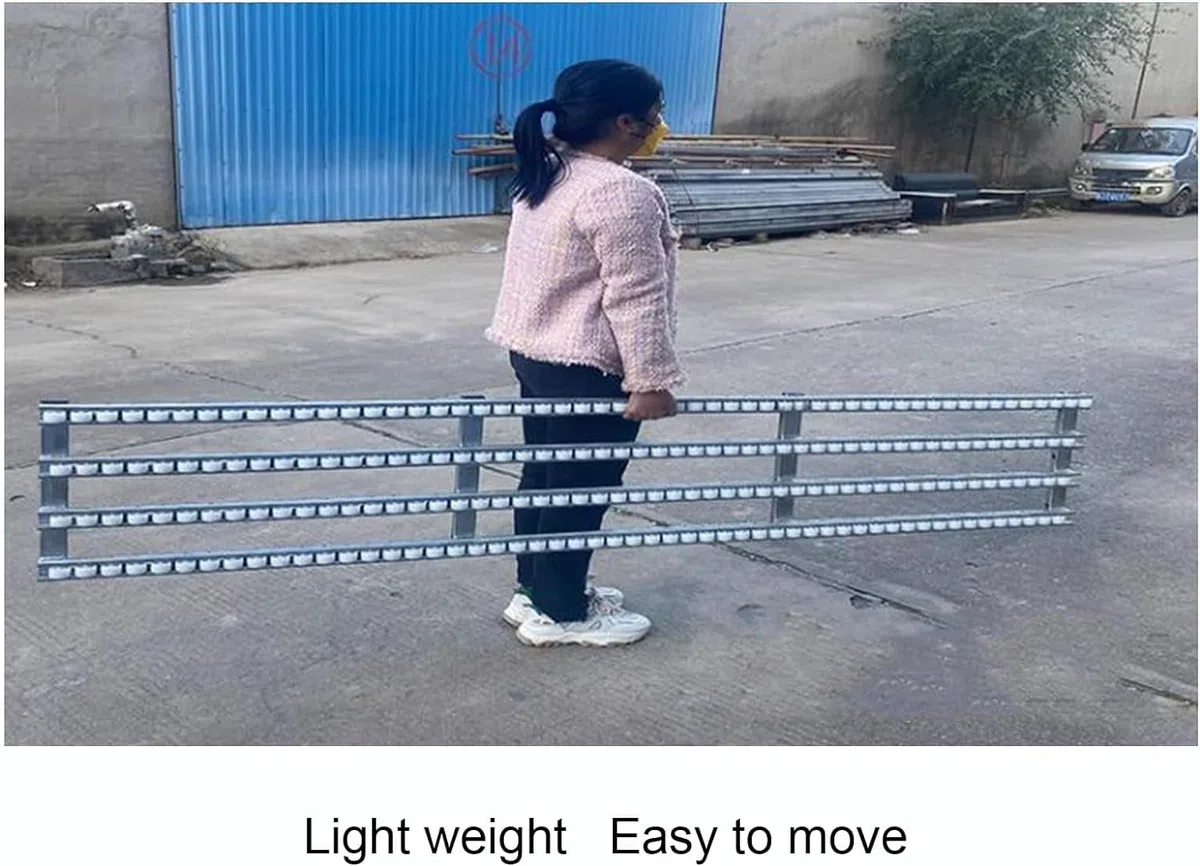 Nicht motorisierter Rollenbahntisch, 200 cm lang, ABS-Kunststoffrollen, erweiterbar, 4-Schienen-Design, ideal für Lager und Materialtransport, vielseitige Lösung für Unterböden