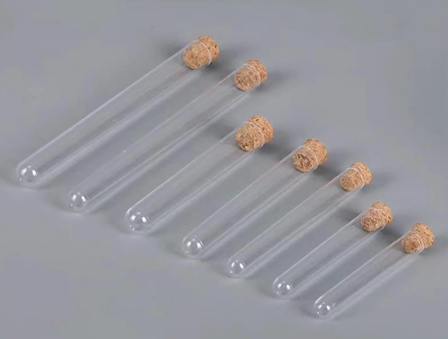 Laborglas mit rundem Boden, 15 x 100 mm, mit Korkverschluss, Laborglas, 100 Stück/Packung
