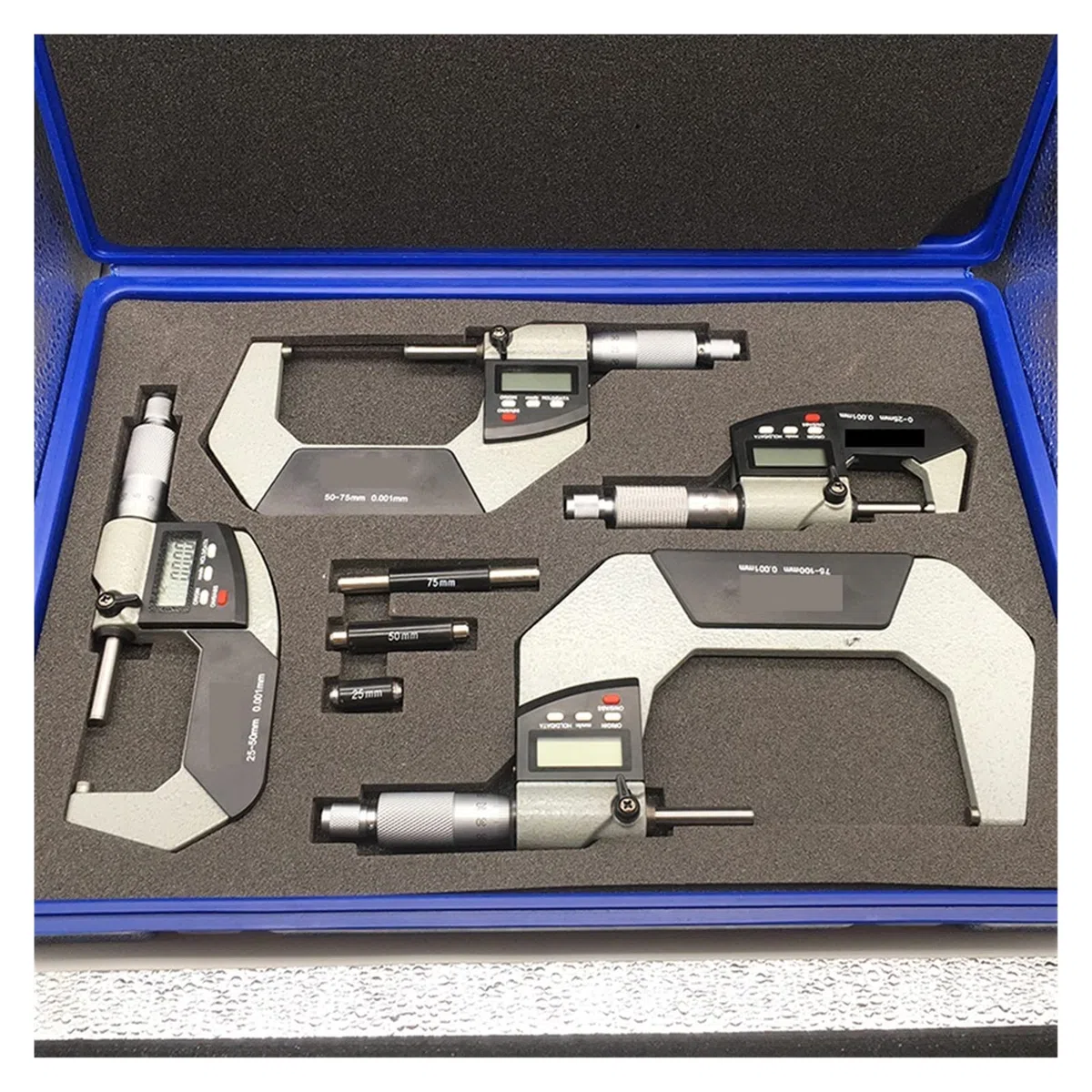 Außenmessschraube, 0-25mm 25-50mm 50-75mm 75-100mm 0,001 mm elektronisches Außendurchmesser digitaler Mikrometermessgerät Micrometer Messwerkzeuge, Messwerkzeug(4pcs set)