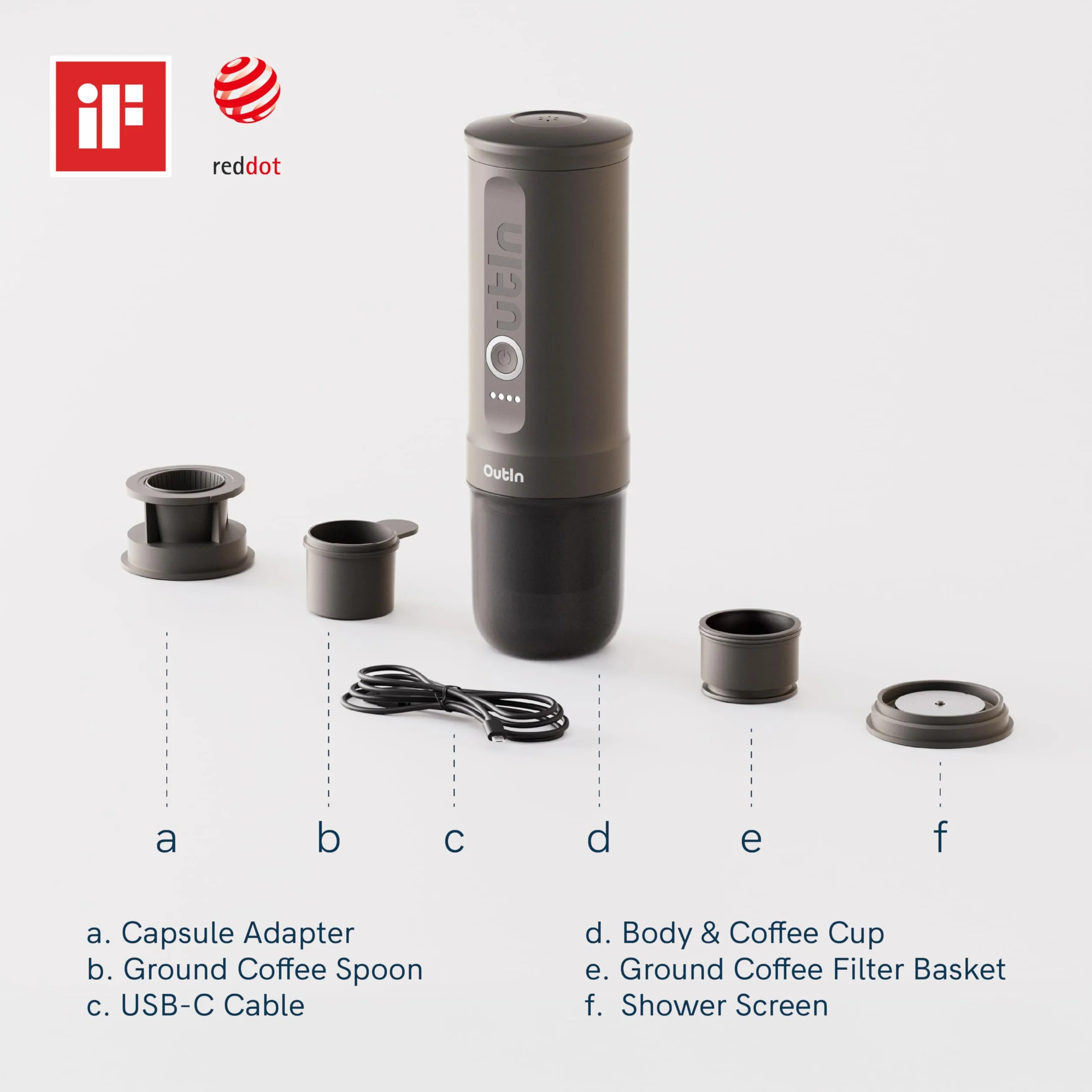 OutIn Nano tragbare Espressomaschine Fino tragbare elektrische Kaffeemühle im Set
