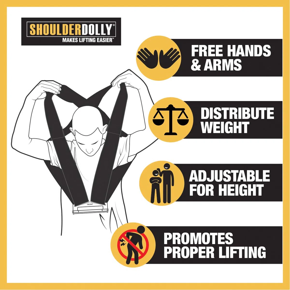 Shoulder Dolly AI4202 Targegurt/Hebegurt Ersatz DREI verschiedenen Größen: 2,4, 3,6, 4,8 Meter zum Gebrauch mit dem ShoulderDolly LD2001/LD1000 Tragegurt, schwarz