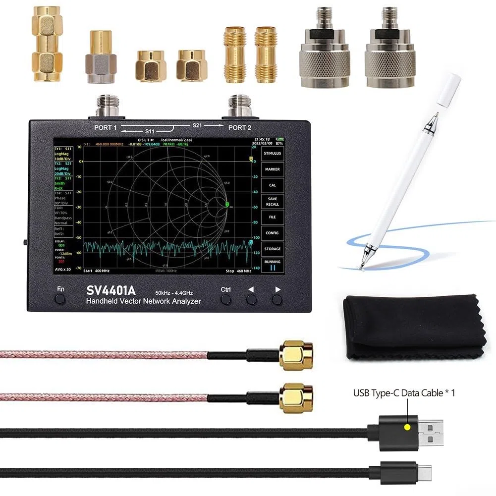 Tragbarer VNA-Handanalysator, 50 kHz bis 4,4 GHz, SV4401A, 17,8 cm LCD-Bildschirm, 100 dB, dynamisches RF-Testmodul für Tuning
