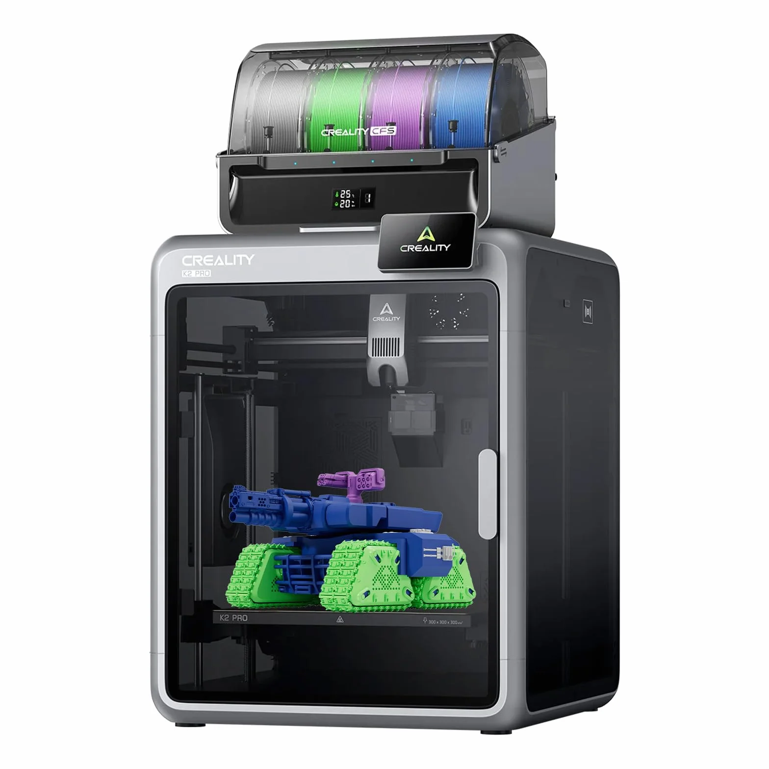 Creality K2 Pro Combo 3D-Drucker mit CFS – Multicolor-Druck, 600 mm/s Höchstgeschwindigkeit, Auto Leveling, Dual AI Kamera, aktive Gehäuseheizung & 300x300x300 mm Großes Bauraum