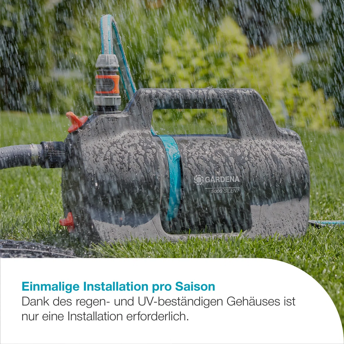 Gardena Gartenpumpe 5000 Silent Saugschlauch-Set Pumpen: 26% mehr Wasserdurchfluss bei gleichem Energieverbrauch im Vergleich zum Vorgänger-Modell*, Leise im Betrieb (09082-20)