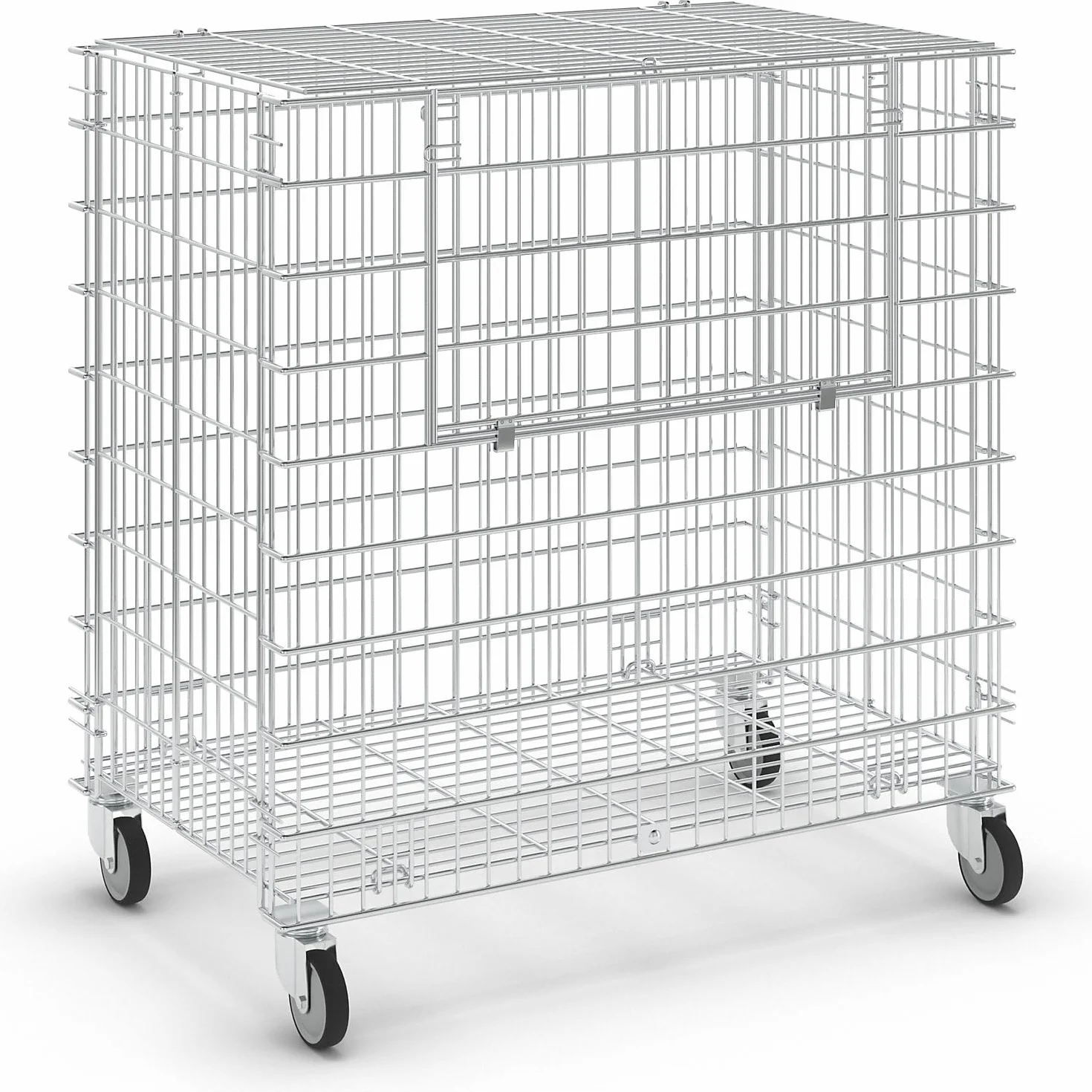 Gitterwagen abschließbar | 150KG Tragkraft | 2 Ladeklappen 4 Lenkrollen | Vielseitig einsetzbar als Ballwagen, Gitterbox für Sportgeräte und Bälle | robuster Lagerwagen 585x950x870mm