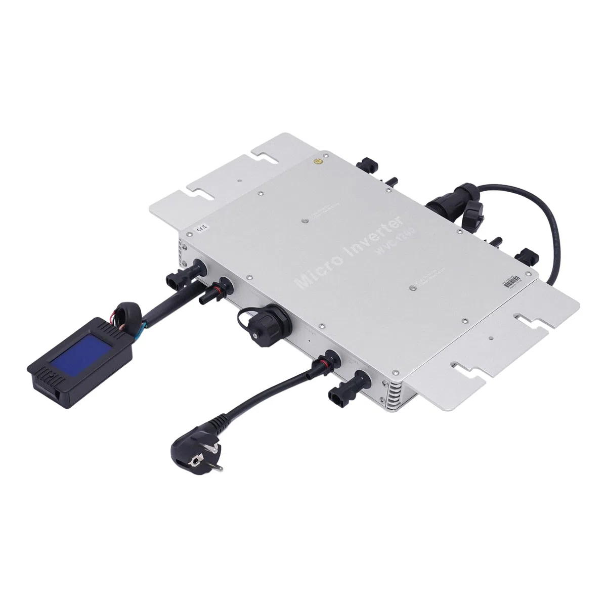 Solar Wechselrichter Mikro Wechselrichter Wasserdichter Netzbinder Wechselrichter PV Solar Grid Tie Micro Inverter Modul LCD Anzeige Elektrische Isolierung 1200W (Silver)