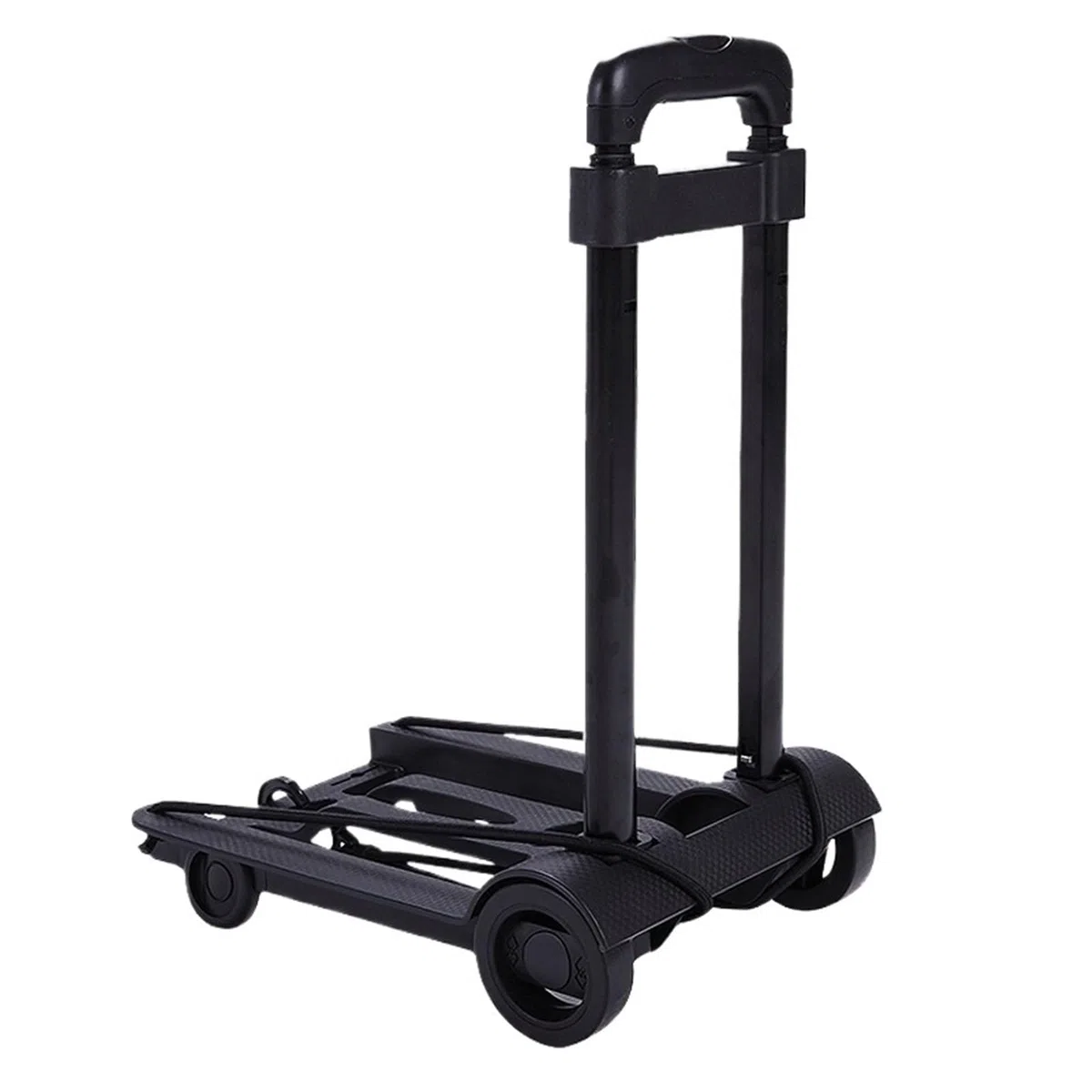 Sackkarre Klappbar 2 Runden zusammenklappbarer Handkarren, schwarz, Kleiner, Leichter Wagen, tragbar, teleskopisch, Dolly, Rucksack, Gepäck, Reisen, Umzug, Einkaufen