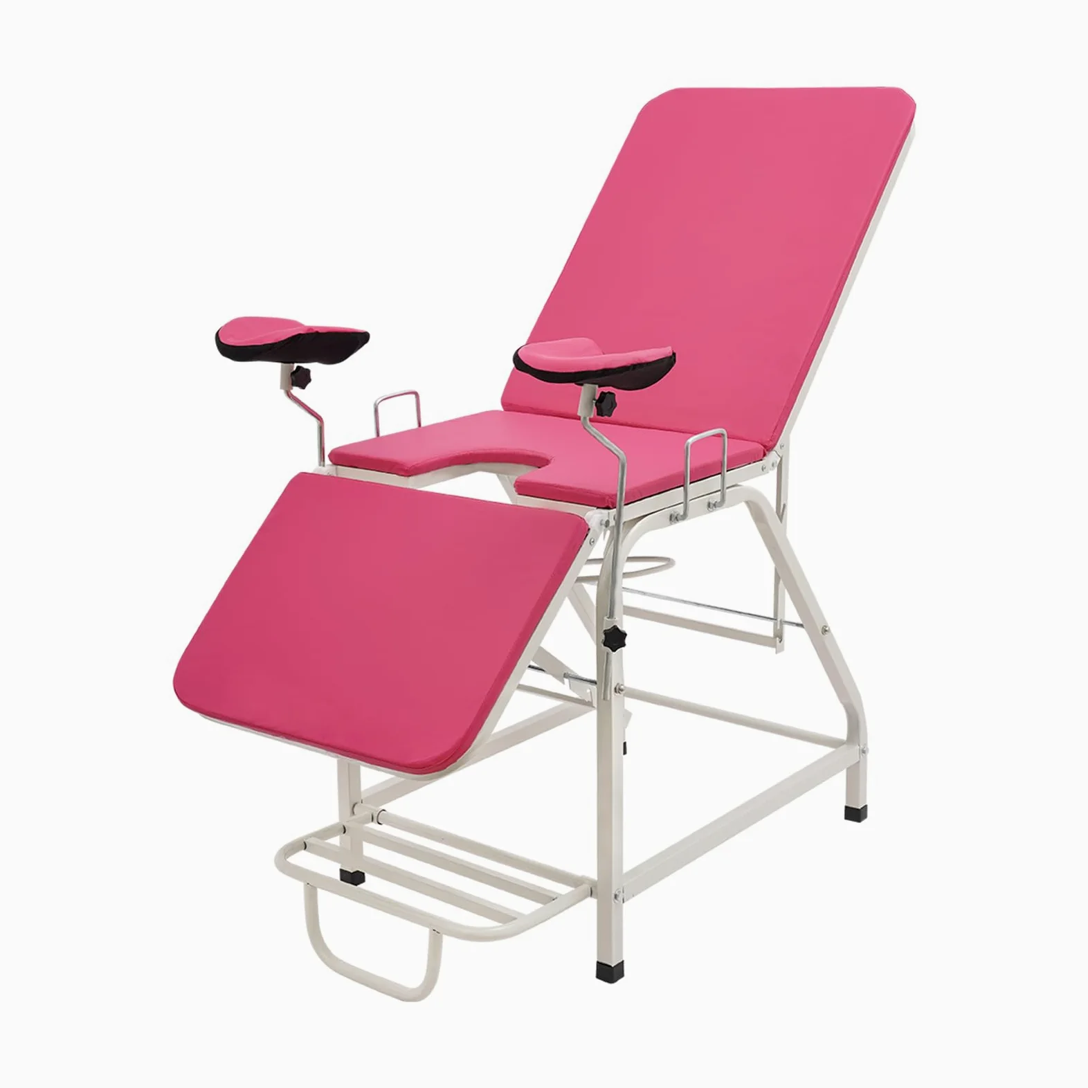 Gynäkologischer Stuhl Höhe 80cm GYN Stuhl mit 0°-65° Rückenlehne und 0°-90° Beinbrett privater Pflegestuhl bis150kg Pflegeausrüstungstuhl für Frauen (Rosa)