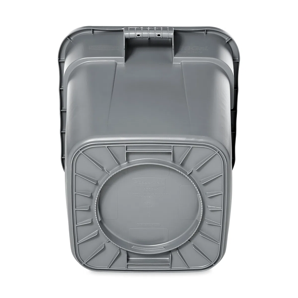 Rubbermaid Commercial Products BRUTE Quadratischer Mülleimer 106L Grau – Robuster Kunststoffbehälter ohne Deckel, stapelbar und leicht zu reinigen, für Gastronomie Büro Schule und Lager – FG352600GRAY