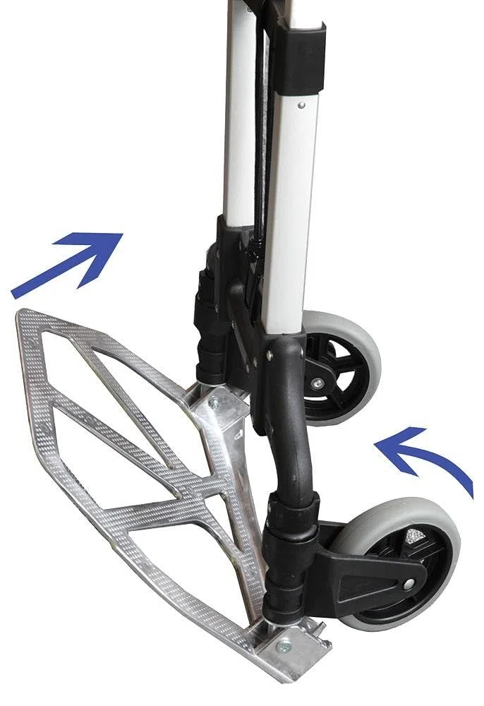 Handkarre klappbare Sackkarre Aluminium Trolley Faltbare Cart mit Teleskopgriff, 2 Gummirädern & Bungee-Seil für Gepäck, Reisen, Auto, Umzug, Airport, Einkaufen und Büro
