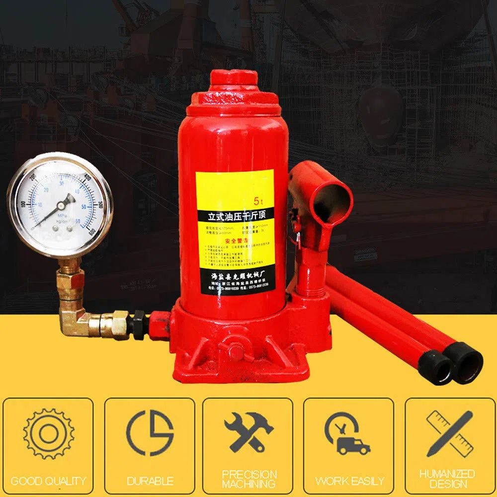 PROPFE 5/20-Tonnen-Hydraulikflaschenheber, Hubkolben, Auto, Van, Boot, LKW, Wohnwagen, Hydraulikheber, mit Manometer, 5 t