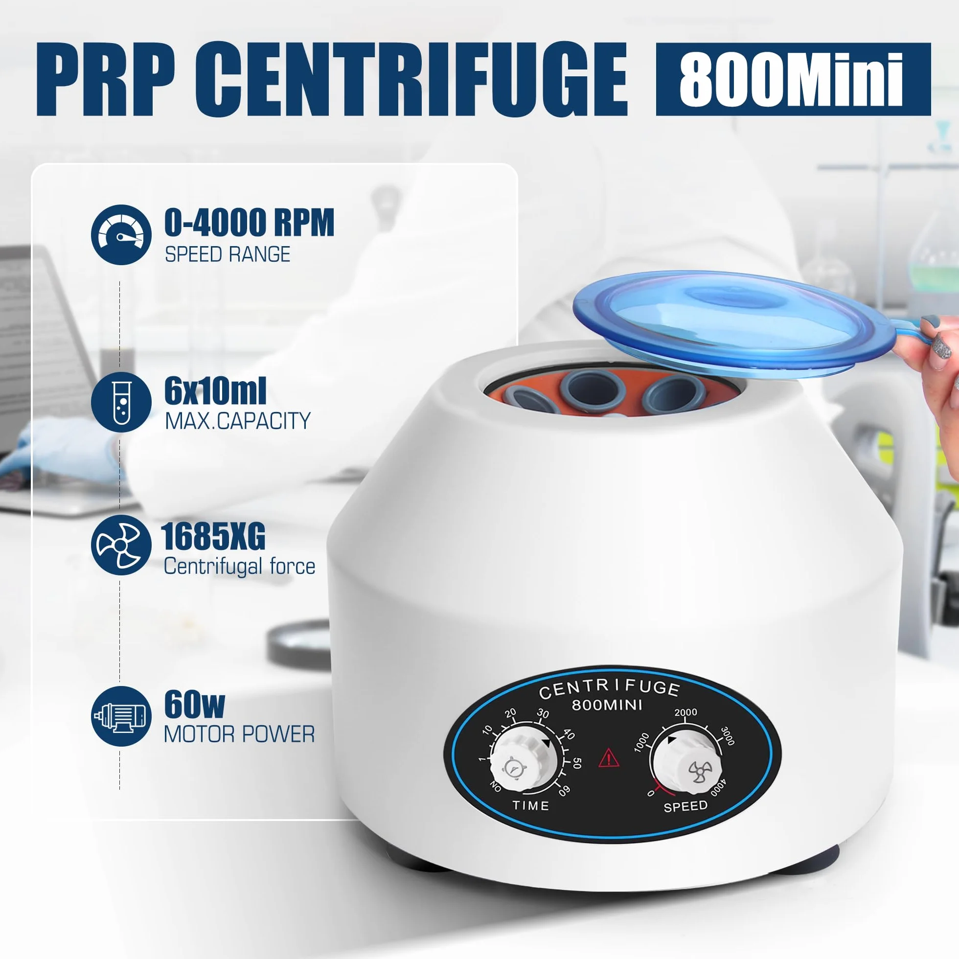 800mini 6x10ml PRP-Zentrifuge, Tischzentrifuge mit 1795xg, 4000rpm, 60min Timing Laborzentrifuge