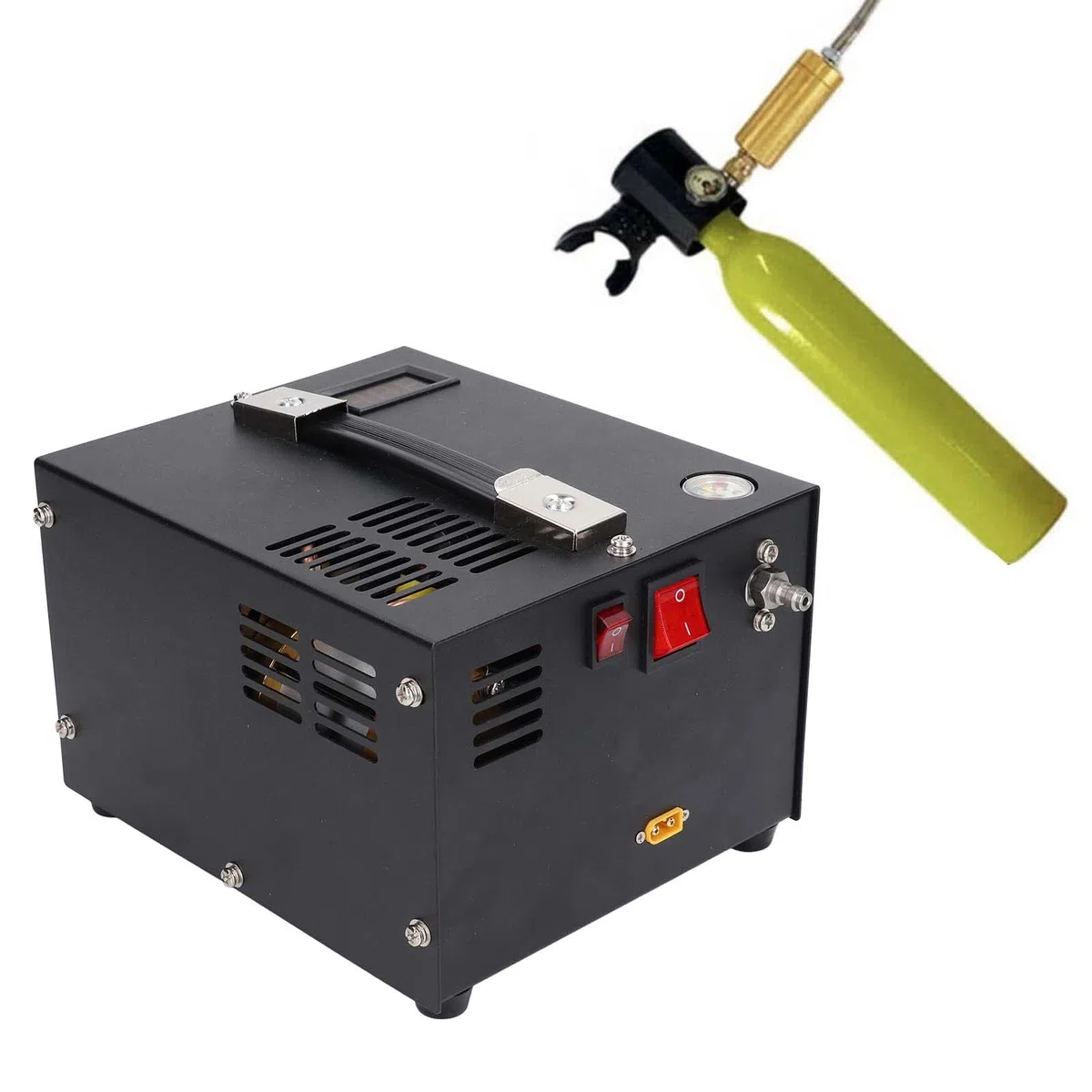 PCP-Luftkompressor 4500 PSI 30 MPa für Auto und Zuhause, Ölfrei Wassergekühlt mit Lüfterkühlung, Echtzeit-Temperaturanzeige, Schnellanschlüsse Austauschbare Filter