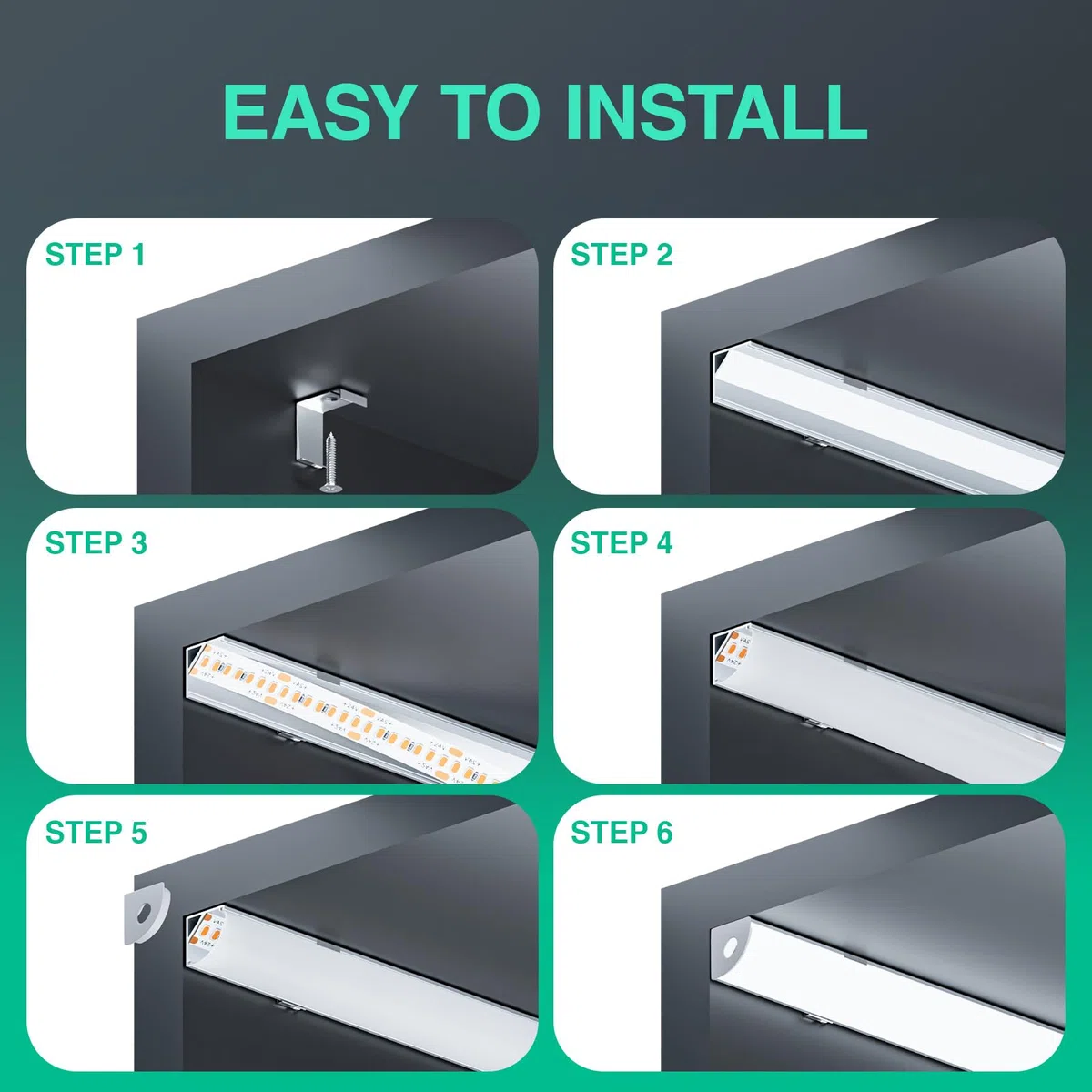 LED Eckprofil 2m x 5Stück V-Form 90 Grad Aluminium Schiene inkl. Diffusor und Halterung LED Aluminium Profil für Led-Streifen bis 10mm, Kanal für Ecke, Treppe, Schrank
