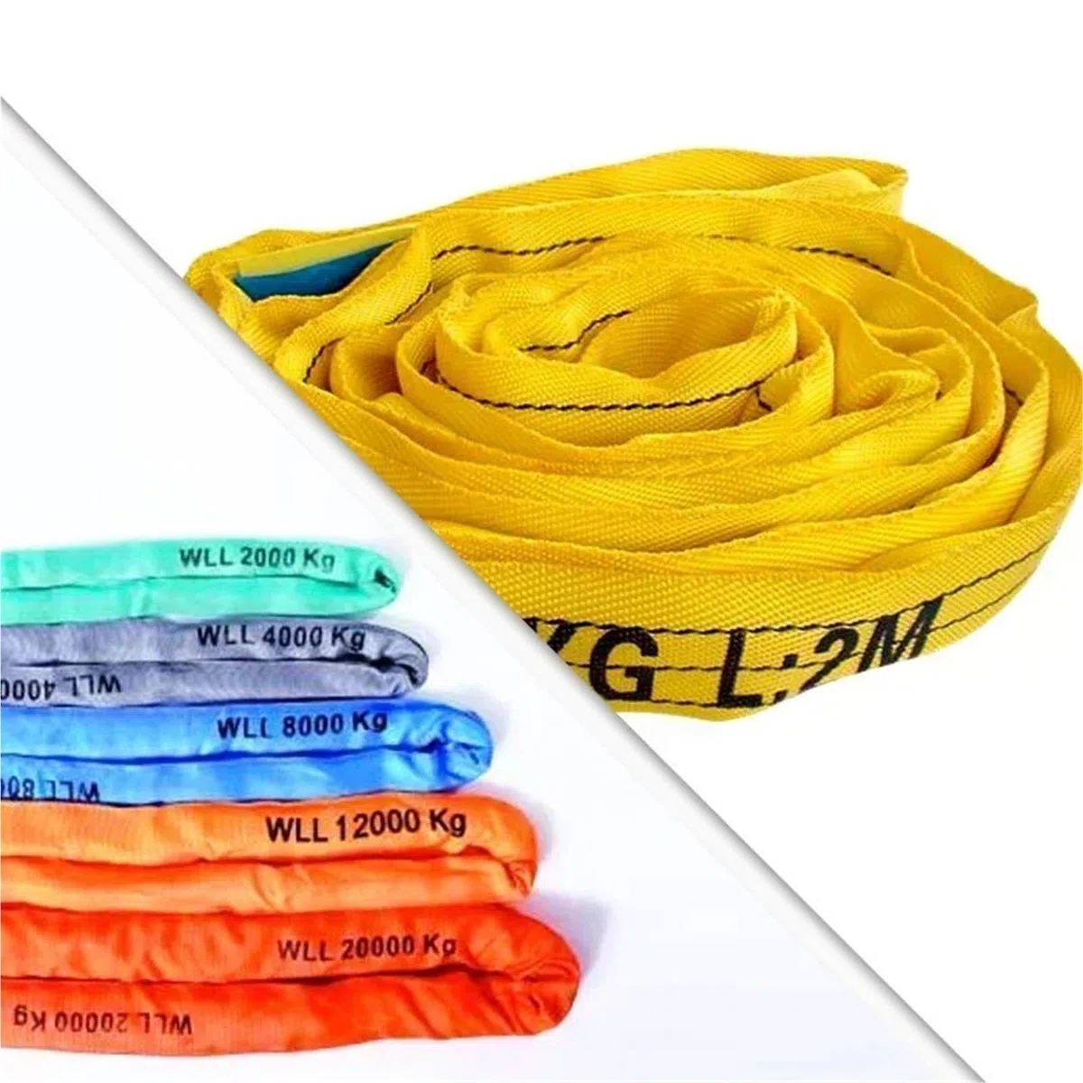 Bandschlingen Runder, weicher Hebegurt aus Polyester for Anhänger, Tragfähigkeit 1–3 Tonnen | WLL 2T Length 4m
