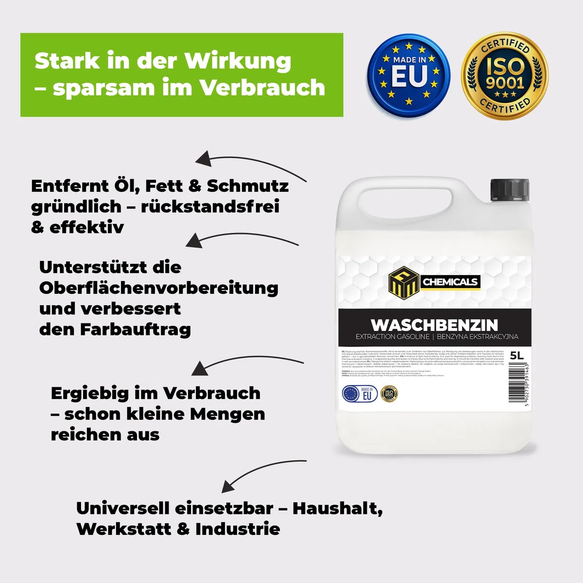 10 x 20L Waschbenzin – Universelles Lösungsmittel & Entfetter – Farben- & Lackverdünner | Werkzeug- & Pinselreiniger für Haushalt, Auto & Werkstatt – EU-Qualität