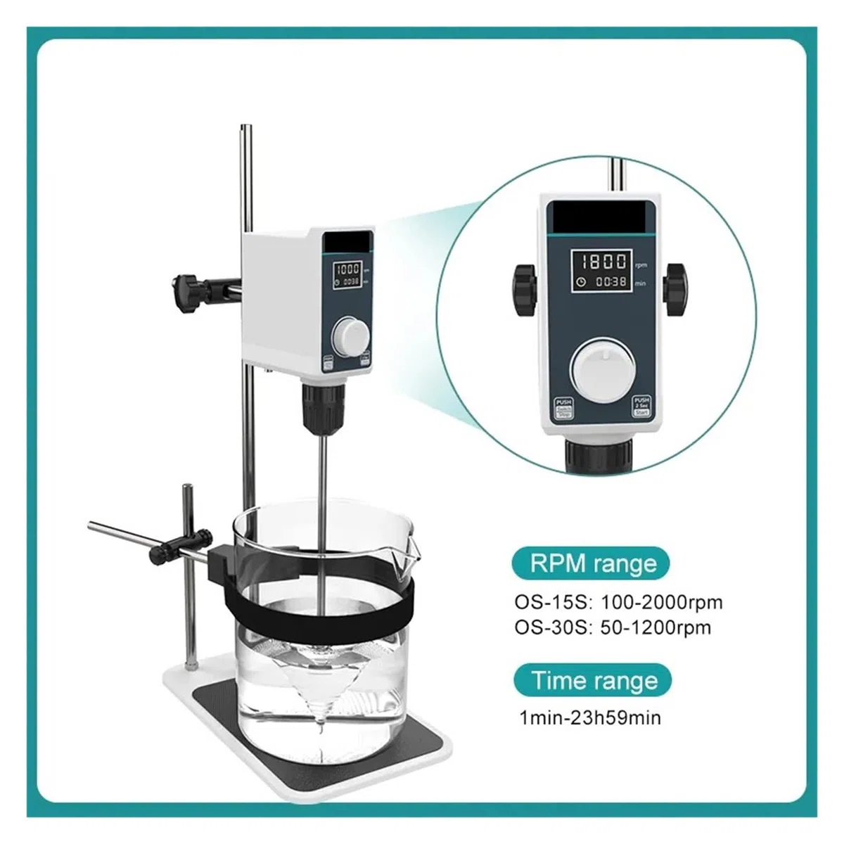 Viskosimeter, Flüssigkeitsmischer, elektrischer Laborrührer mit Digitalanzeige, höhenverstellbare Laborausrüstung, 20 l, 2000 U/min(OS-15(Without Stand),EU plug)