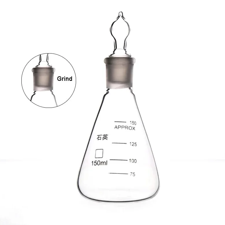 150 ml Quarzglas-Erlenmeyerkolben mit Stopfen – Hochtemperaturbeständige Laborausrüstung
