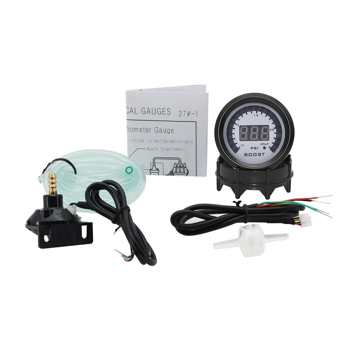 Druckregler, HD-Ladedruckanzeige, digital, PSI, Bar, Turbo-Ladedruckanzeige, Voltmeter, 52 mm, 12 V, LED, Turbo-Druckregler, Racing-Kit(Boost gauge bar)