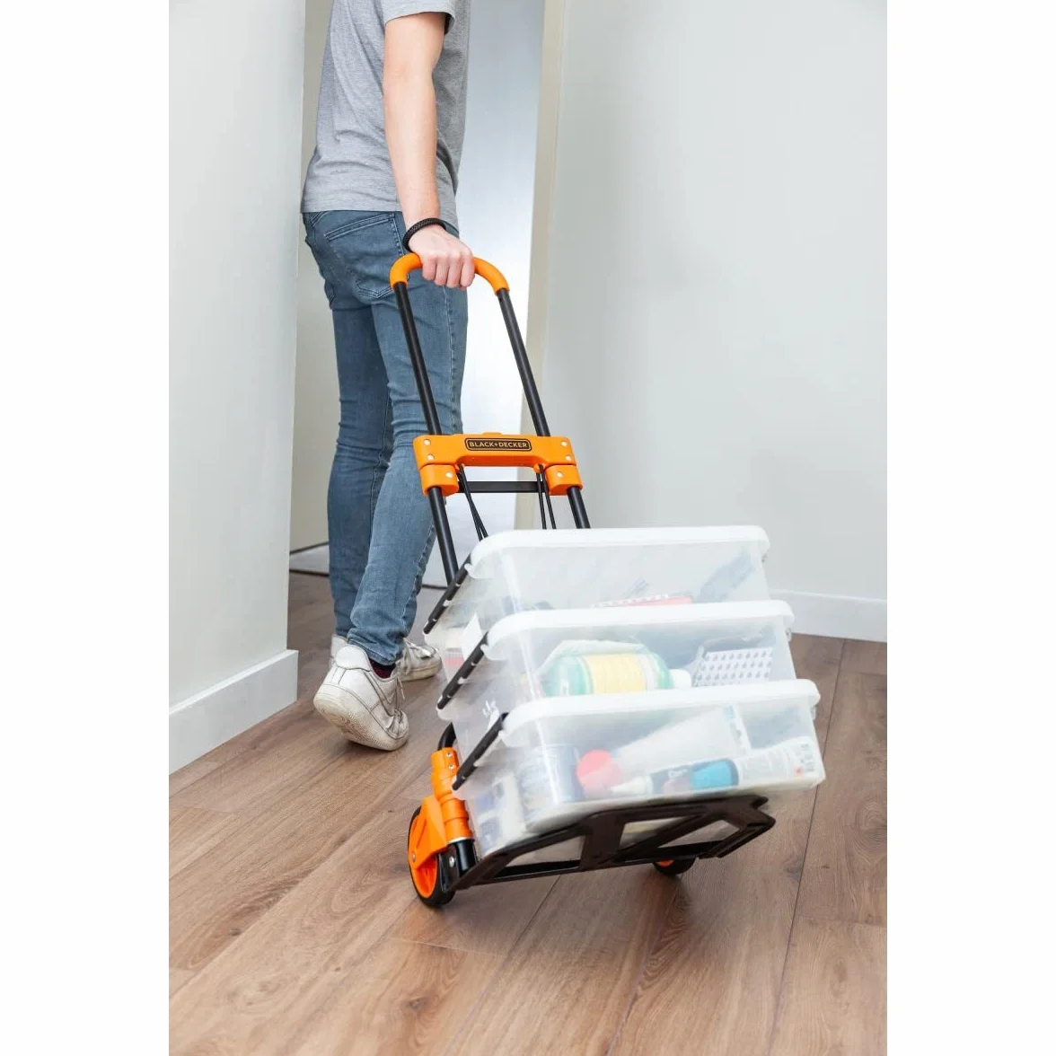 BLACK+DECKER Faltbare Sackkarre BXWT-H200 - Zusammenklappbarer Transportwagen - Mähwagen - Leichtgewicht - 65 Kilo Nutzlast