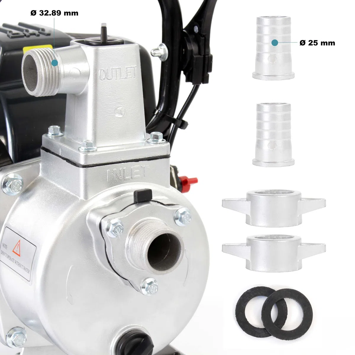 Wiltec Benzin Wasserpumpe 1kW 8.000l/h 6.500U/min, 30m Förderhöhe, Gartenpumpe mit 4 Takt Motor, Motorpumpe