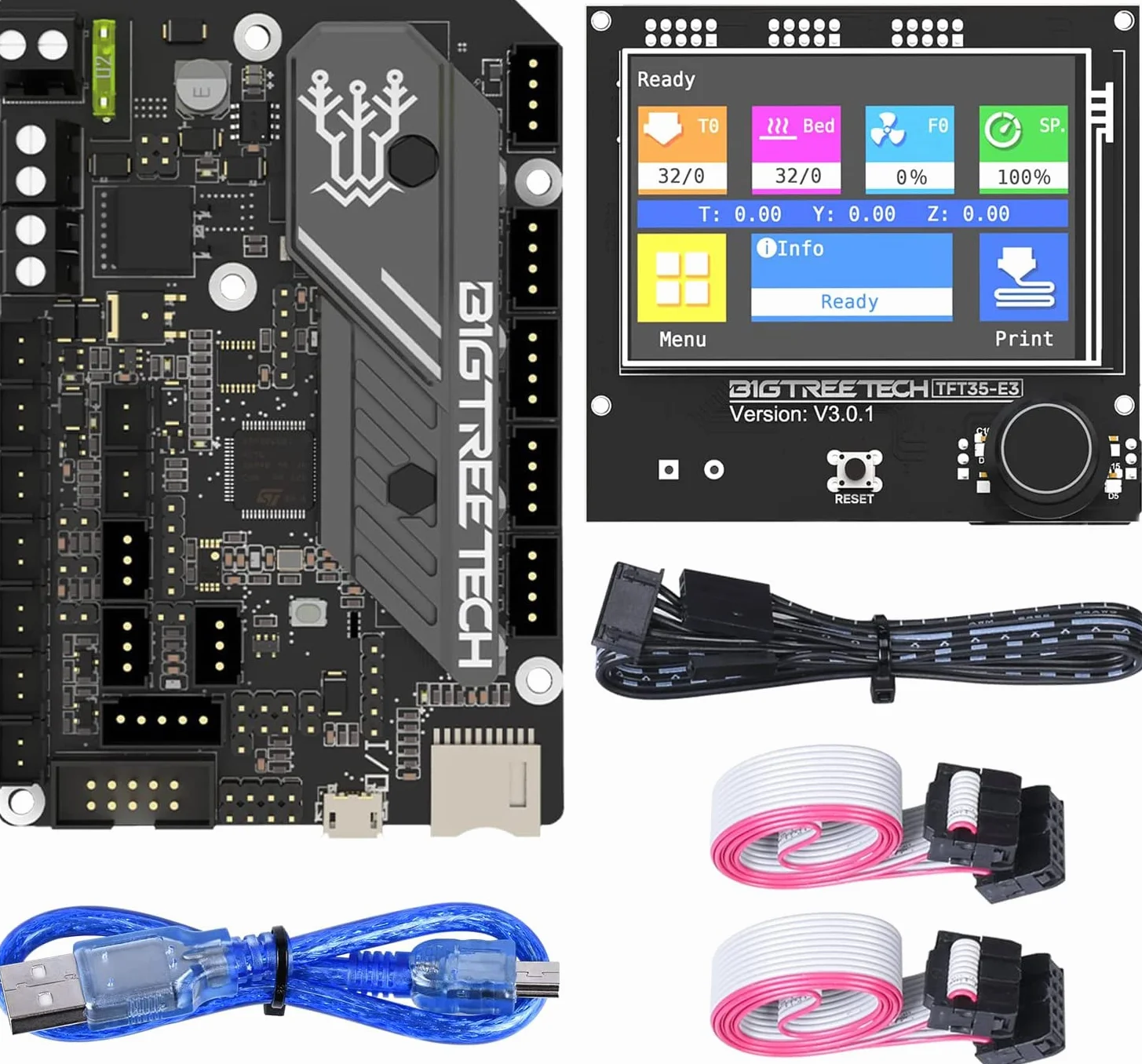BIGTREETECH SKR Mini E3 V3.0 Steuerplatine + TFT35 E3 V3.0.1 Touchscreen Display 32-Bit Silent Board integriert mit TMC2209 UART Stepper Driver kompatibel mit Ender 3/5 Ender 3 Pro/V2 3D Druck ter