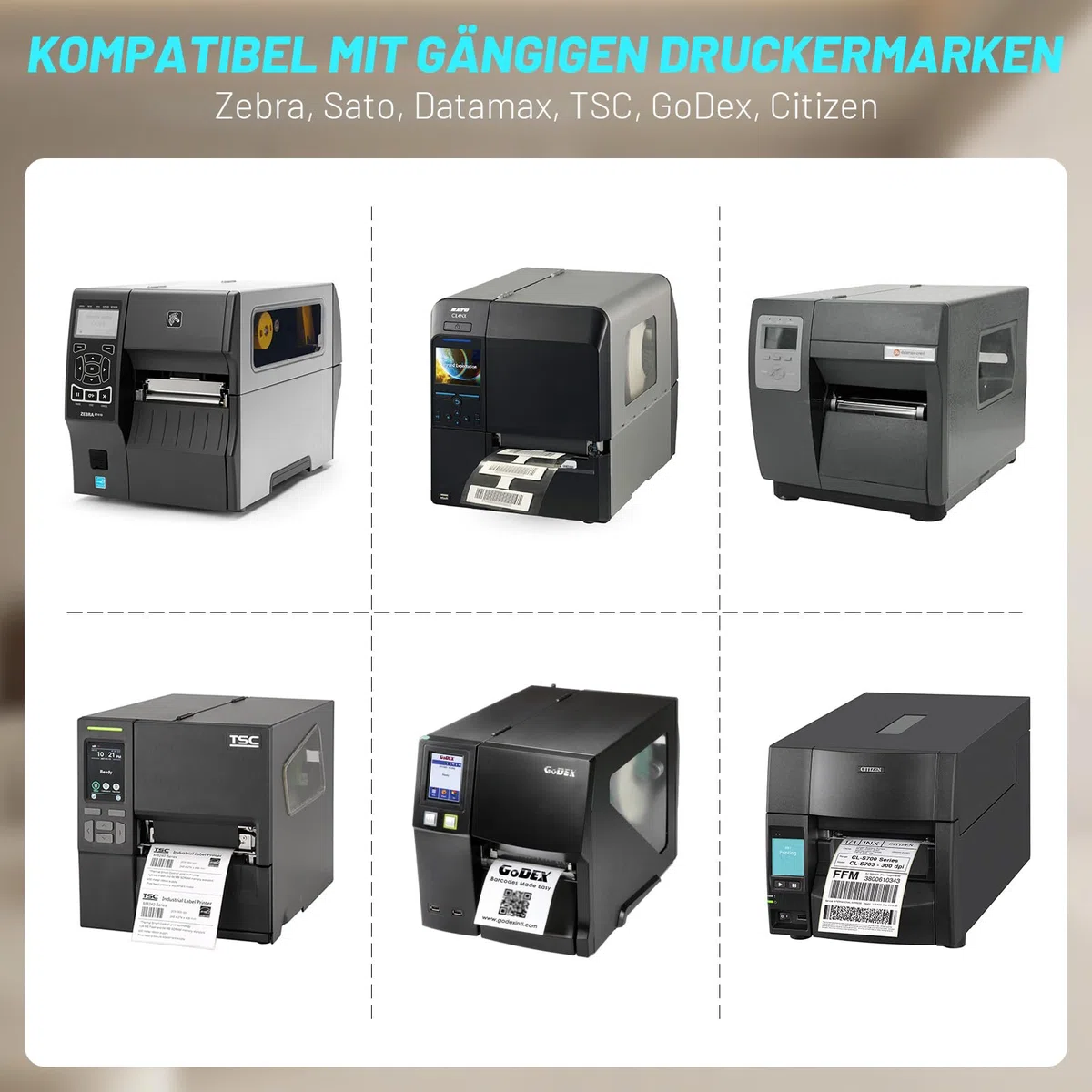 10 Rollen Harzverstärktes Wachsfarbband 110mm x 450m – 25mm-Kern Thermotransferband für Barcode-Etiketten, Außen-CSO, Kompatibel mit Zebra, Sato, Datamax, TSC, GoDex, Citizen