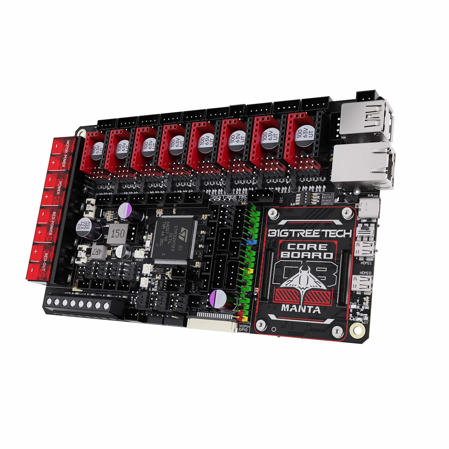 BIGTREETECH Manta M8P V2.0 Integrierte Steuerplatine 32Bit Running Klipper mit CB1, Hochgeschwindigkeits-3D-Drucker-Motherboard, Kompatibel TMC5160T Plus, TMC5160, TMC2209, TMC2240 Stepper-Treiber