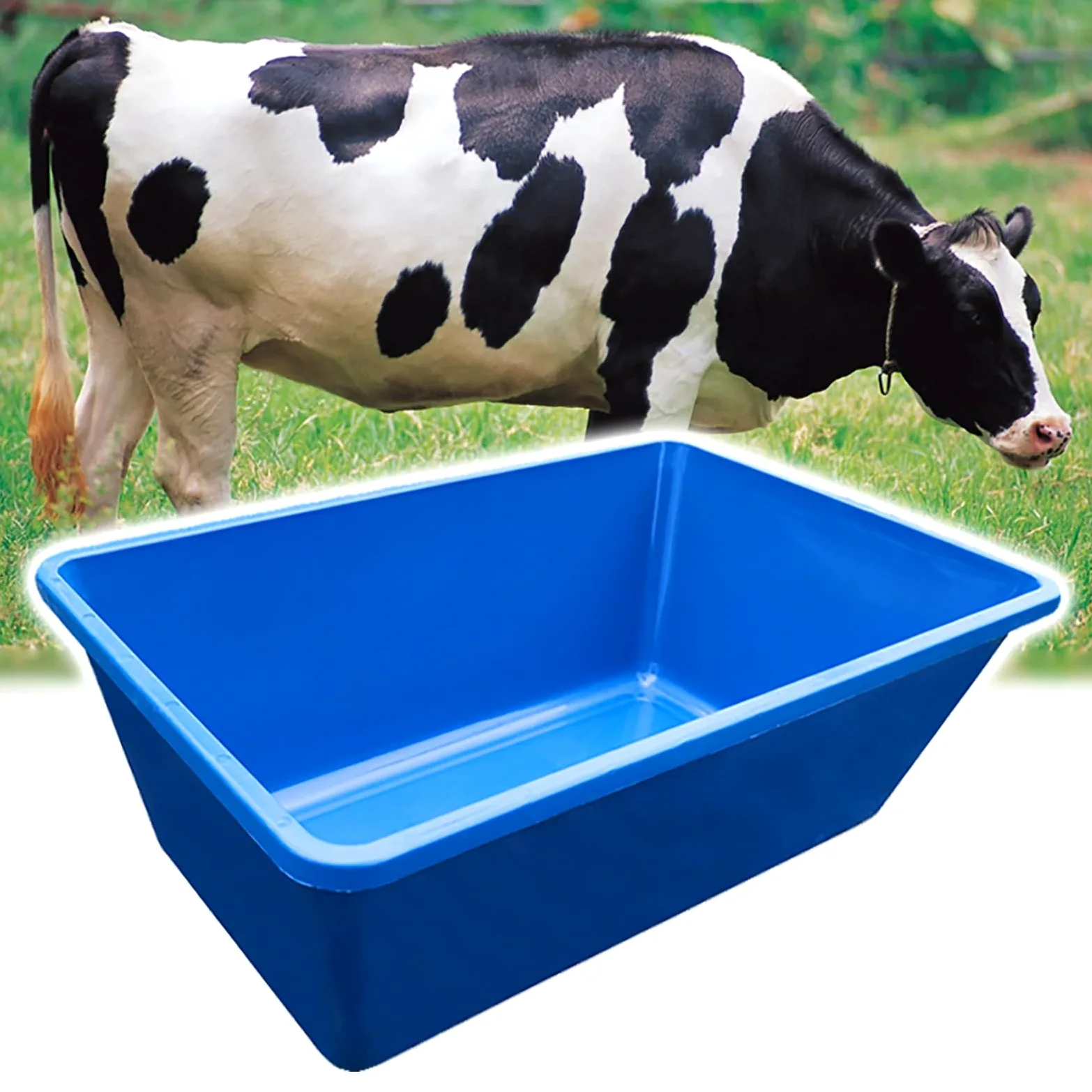 Futtertrog aus Kunststoff für Schafe, Ziegen, Pferde, Schweine, Hühner, leichtes Futter- und Gießzubehör, Geflügel-Futterpfanne, oben breit, unten schmal