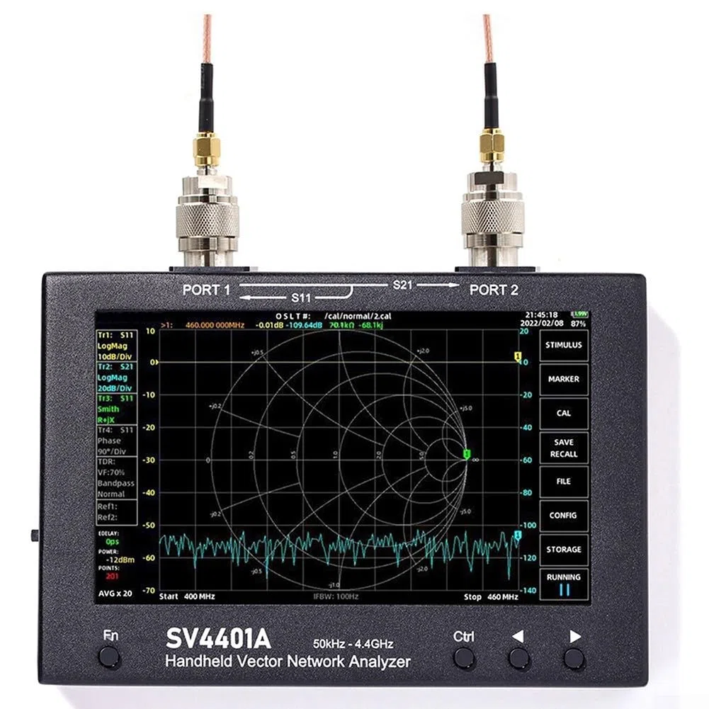 Tragbarer VNA-Handanalysator, 50 kHz bis 4,4 GHz, SV4401A, 17,8 cm LCD-Bildschirm, 100 dB, dynamisches RF-Testmodul für Tuning
