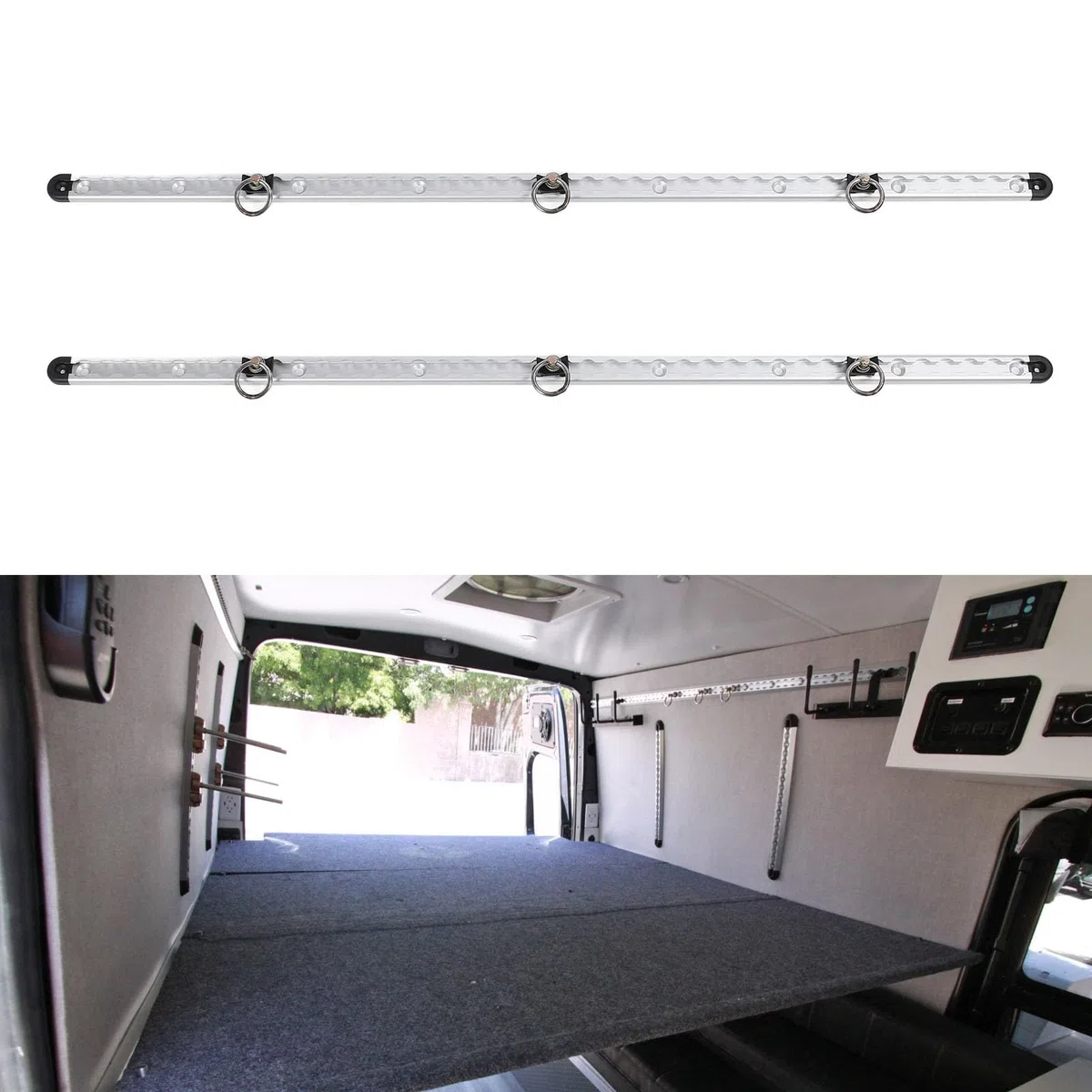 1 Paar Aluminium-L-Schienenschiene, 100 cm Lange Ladungssicherungsschiene, L-Schienen-Zurrsystem-Set, mit runden Bolzenbeschlägen