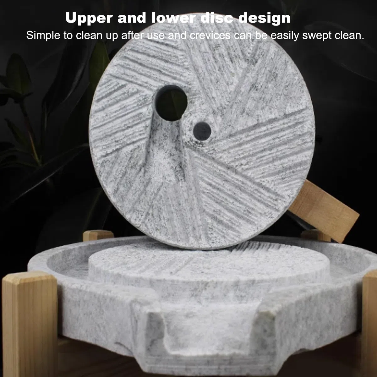 Natürliche Granit Gülle Mühle,Handmade Steinmühlen,dass,Stein Kornmühle mit hölzernen Rahmen,manuelle Kornmühle für Mehl,leicht zu reinigen und zu demontieren,für die Benutzerfreundlichkeit(25cm/9.8in