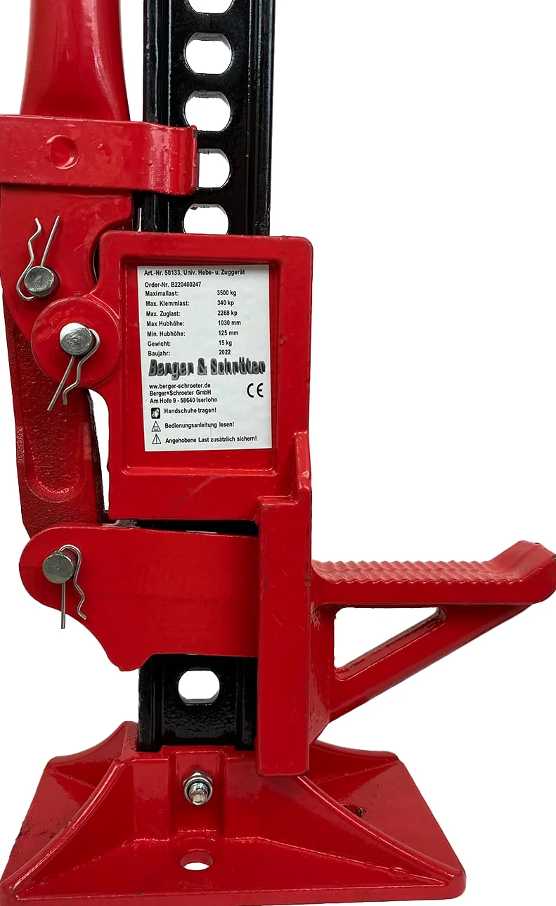 Berger & Schröter 50133 Farm Jack Wagenheber Offroad Traktorhochheber 3500kg Tragkraft, Rot