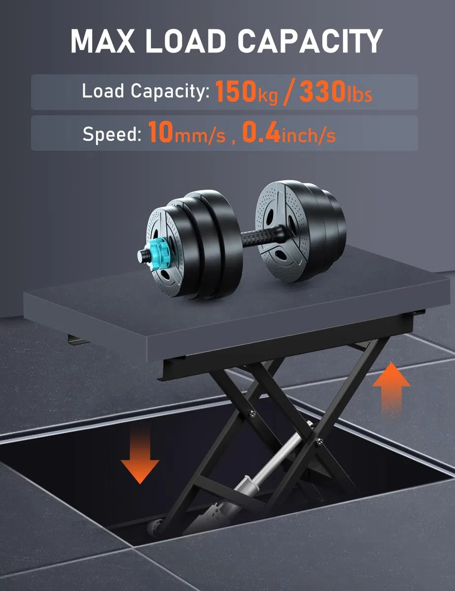 DIHOOL Scherenhubtisch Elektrisch scherenhebebühne kfz hebebühne DIY hubtisch(150kg Tragkraft,485mm Hubhöhe)
