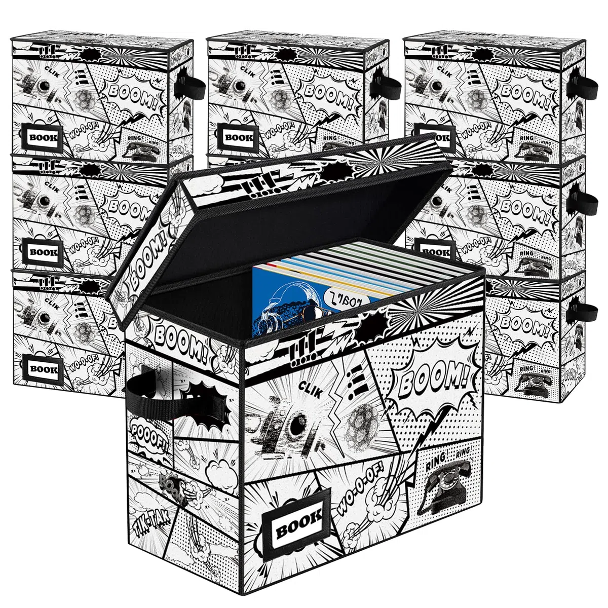 Comicbuch-Aufbewahrungsboxen, Schutz-Organizer, 40,1 x 19,8 x 30 cm, zusammenklappbar, kurze Box, für 160–180 Comic-Bücher, strapazierfähig, 10 Stück