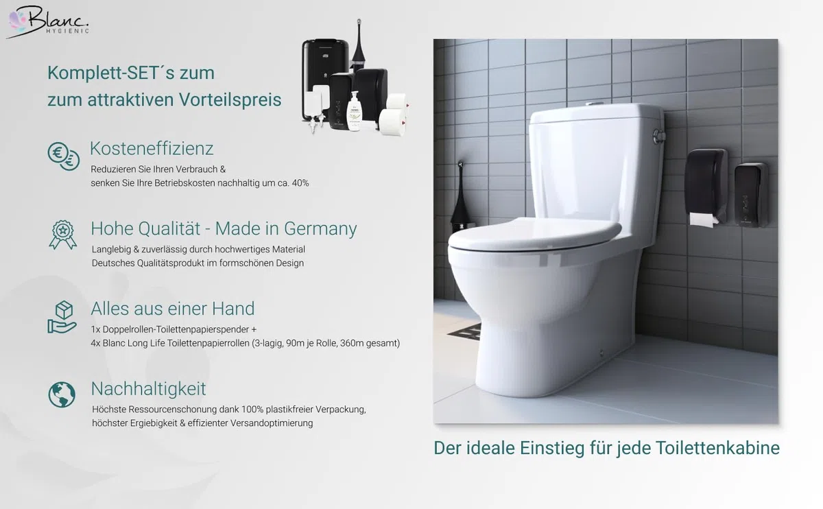 SET Damentoilette Komplettsystem Weiß | Damentoiletten-Komplettset mit Cosmos Spendern, Sitzreiniger, Intimschaum und Hygienezubehör