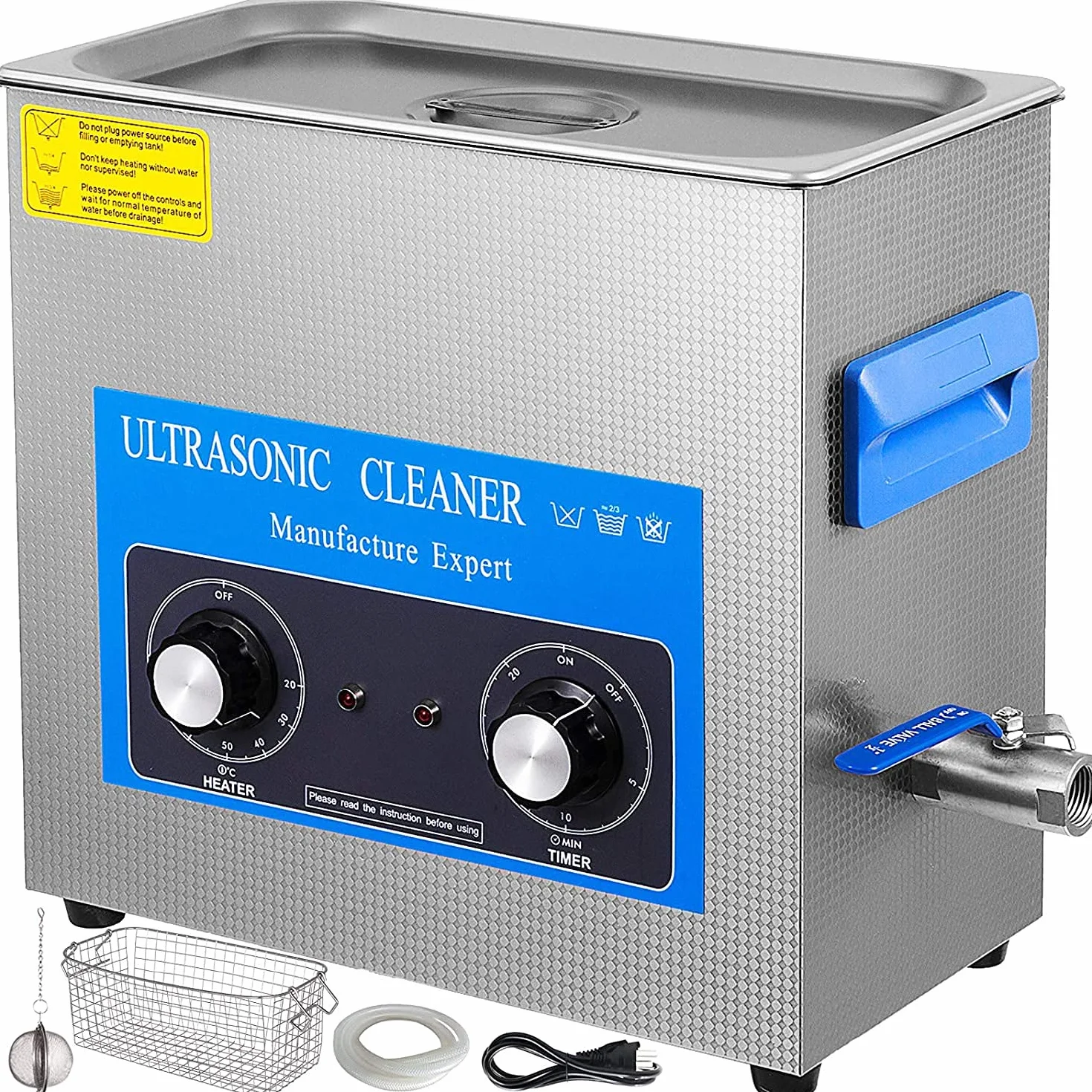 VEVOR Knob Control Ultrasonic Ultraschallreiniger 6,5 L, Ultraschall Reinigungsgerät 220 V, Ultraschallreiniger mit Heizung, Schmuckreiniger Ultraschall 40 kHz, Digitaler Ultraschallreiniger 300 W