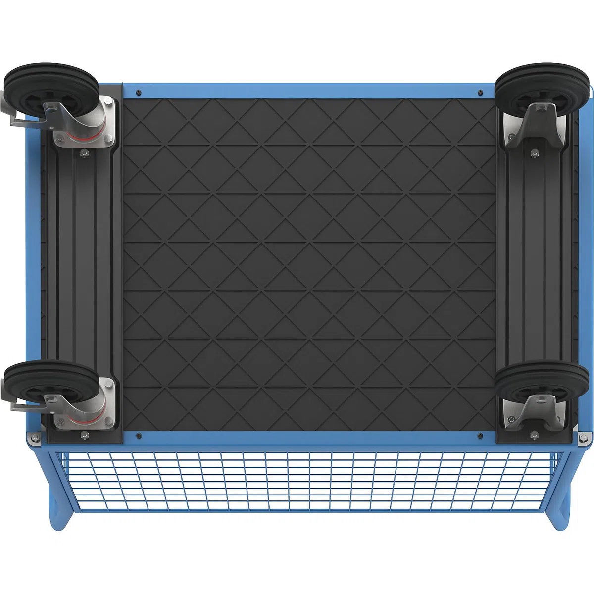 eurokraft pro | Plattformwagen | 4 hohe Gitterwände, LxB 1250 x 800 mm, Vollgummireifen