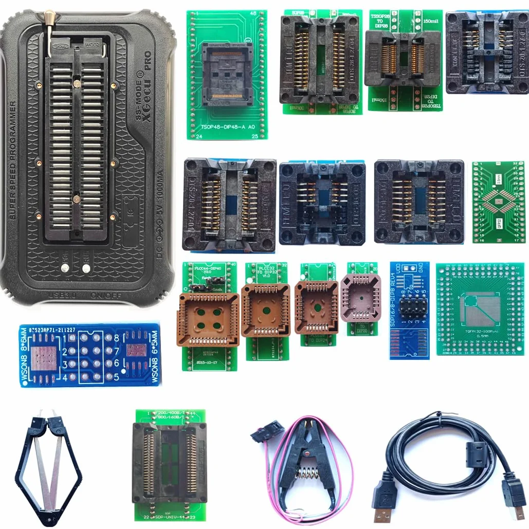 T76 Programmer 15 Adapters Compatible with XGecu T56 T48 TL866II Replacement Support Eprom ISP IC Chip SOP PIC NAND Flash EMMC QFN QFP GAL CPLD VGA BGA Socket
