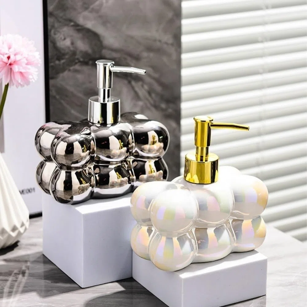 Lotionspender fürs Badezimmer Leichte Luxus-Händedesinfektionsflasche, Shampoo, Duschgel, Leere Flasche, Waschmittel, Lotion, kreative Spenderflasche, Pressflasche, Pumpfreier Flüssigseifenbehälter f