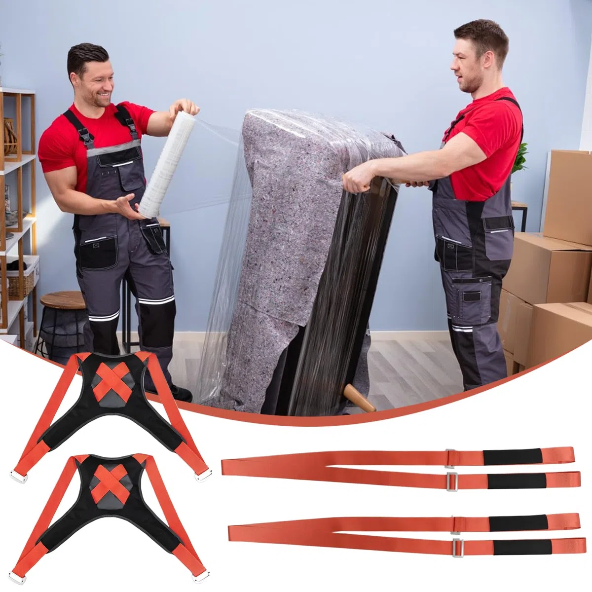 Umzugsgurte 2 Stück Wiederverwendbare reißfeste Umzugshilfe mit hoher | Möbelhebegurte für zwei Personen für Sofa, , Kühlschrank, Waschmaschine, Trockner, Kommode, Klavier,