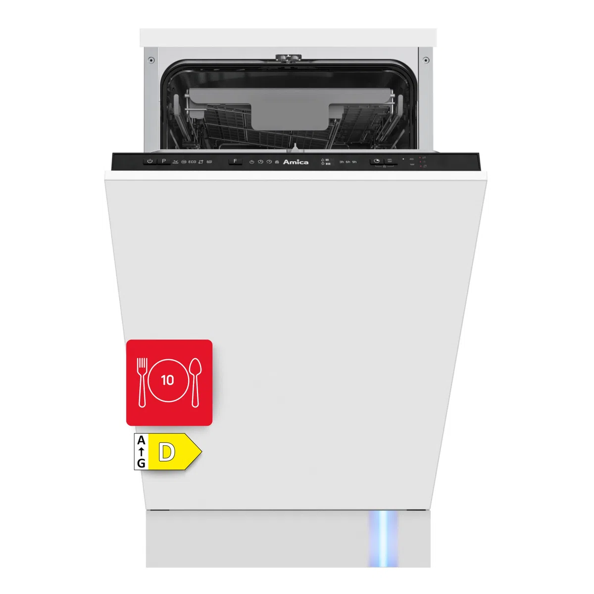Amica EGSPV 584 900 Einbau-geschirrspüler / 10 MG / 3 Körbe /5Progr/ Auto/OpenDry/BlueDot/AQS /42dB/ Energieeffizienzklasse B