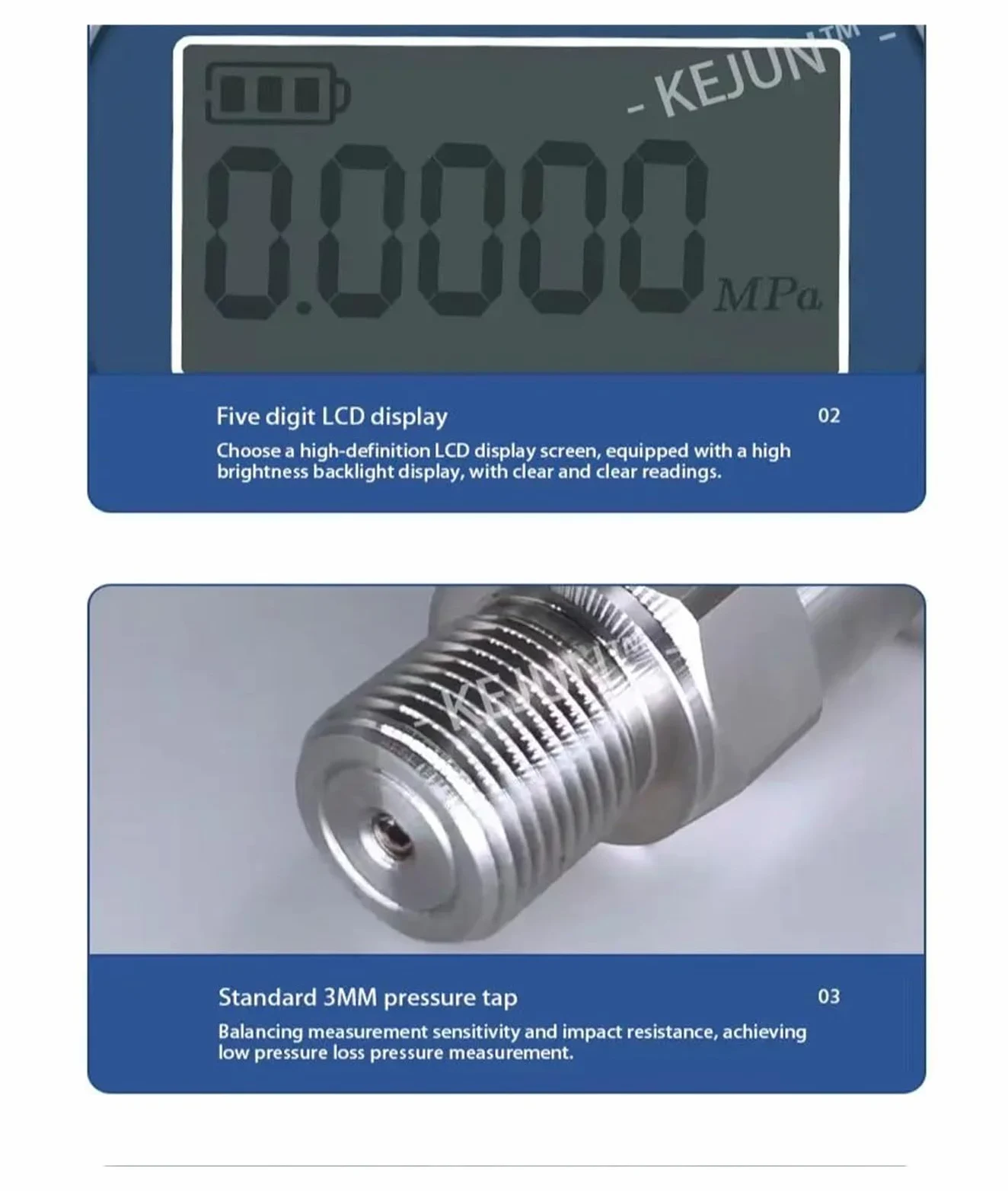 Druckregler, Elektronisches Manometer, 60-mm-Zifferblatt, LCD-Digitalanzeige, hydraulisches Vakuum-Unterdruckmessgerät, Wasser-Öl-Manometer(0-10Mpa)